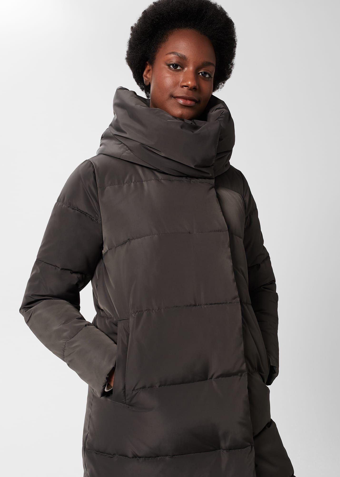 Heather Puffer Coat, Charcoal, hi-res