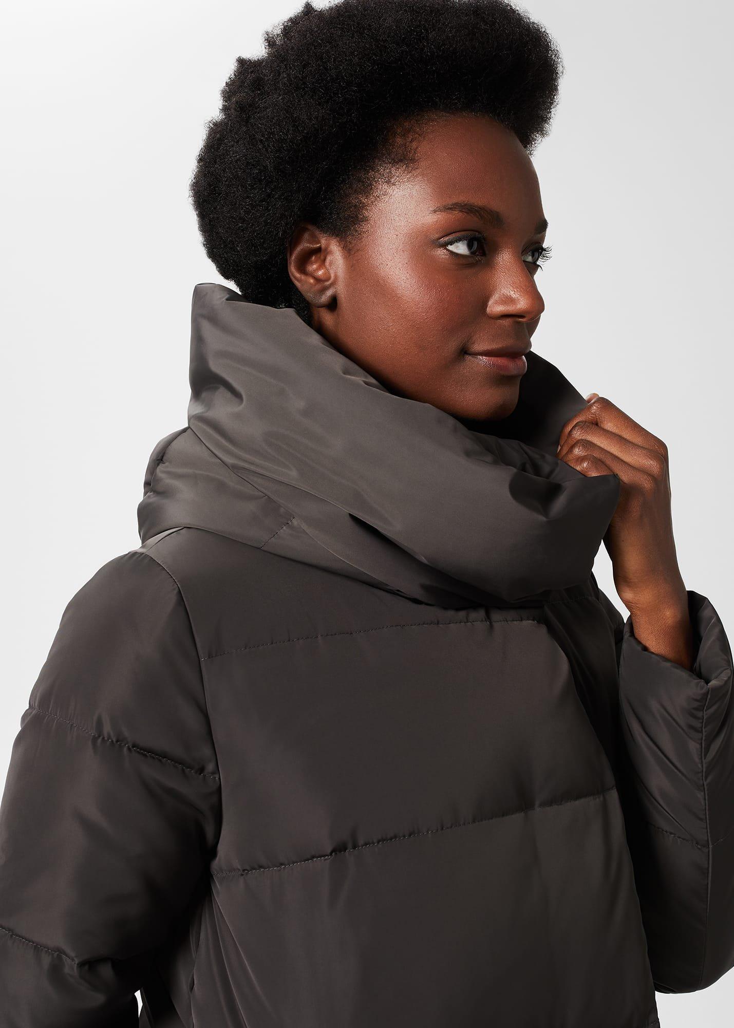 Heather Puffer Coat, Charcoal, hi-res