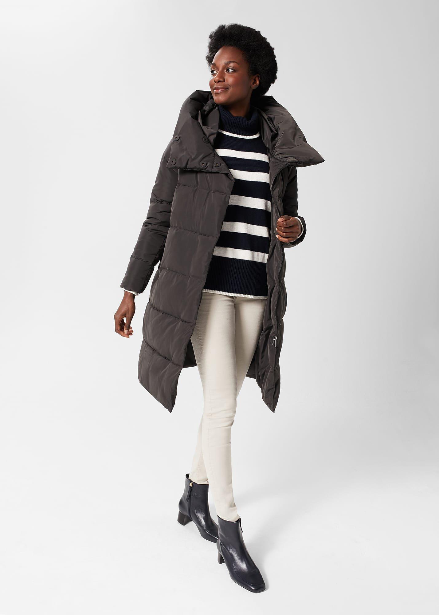 Heather Puffer Coat, Charcoal, hi-res