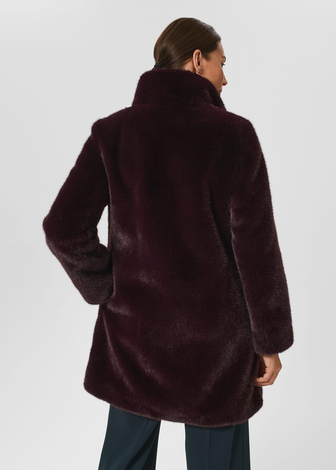 Maddox Faux Fur Coat, Dark Berry, hi-res