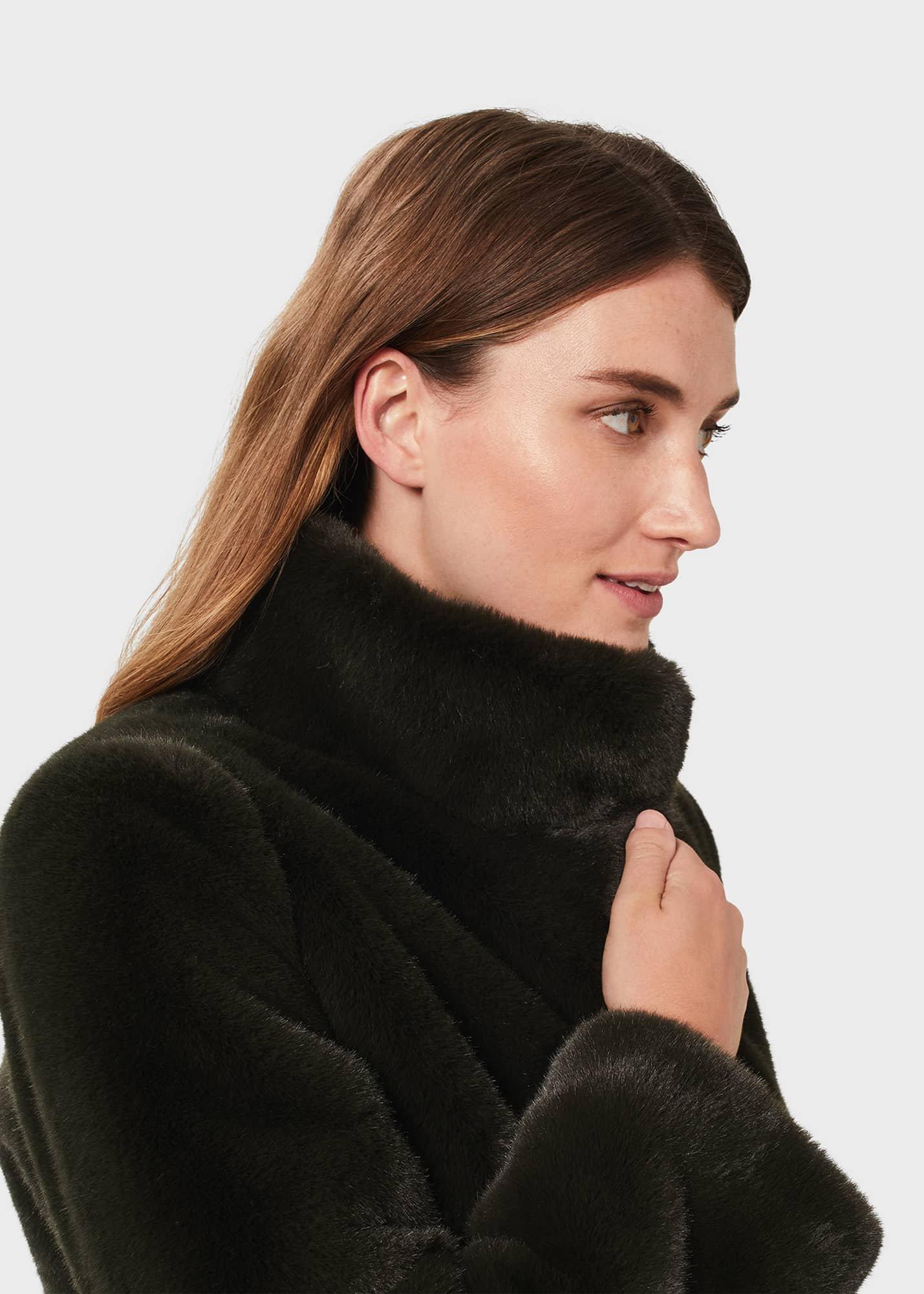 Maddox Faux Fur Coat, Olive Green, hi-res