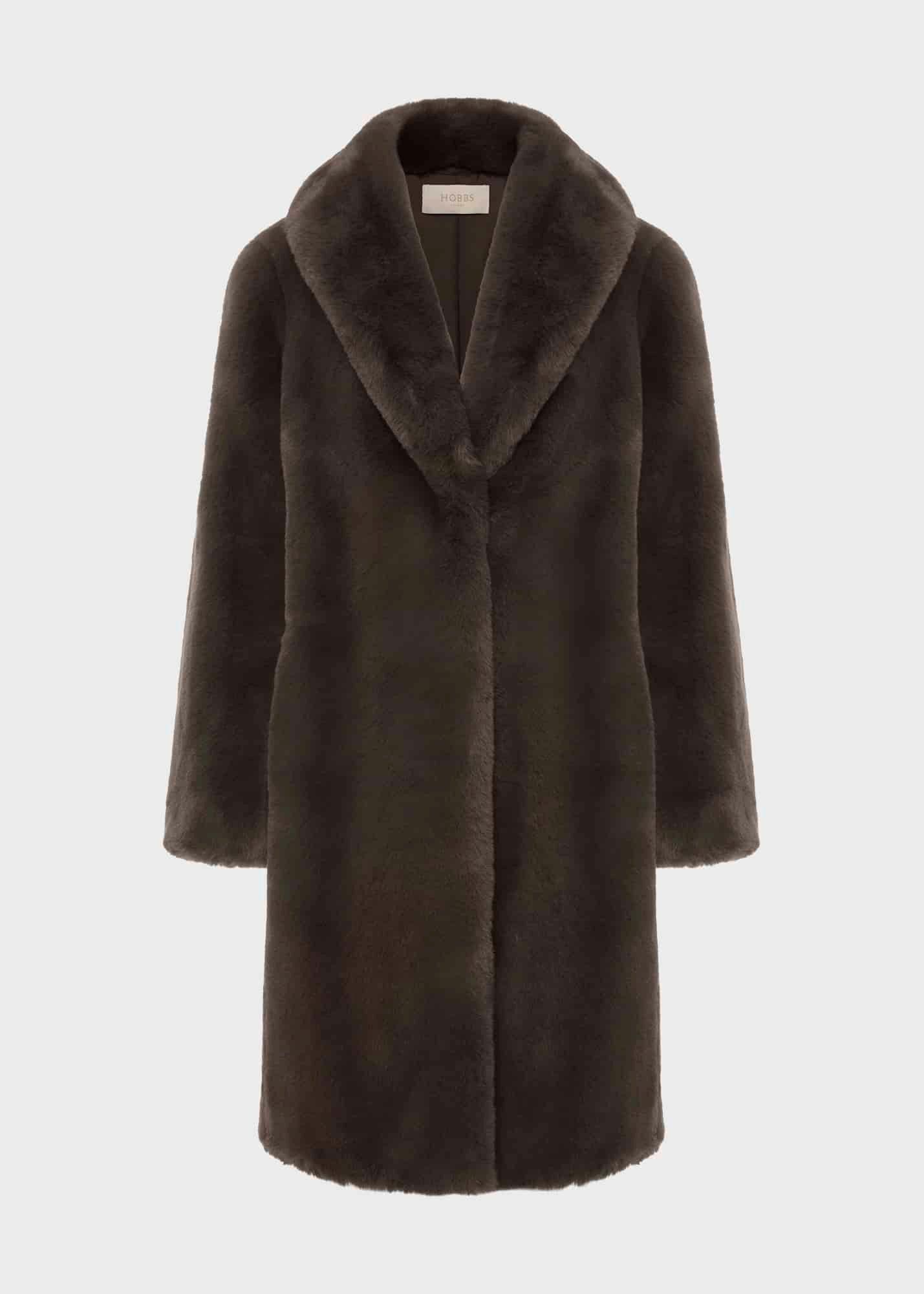 Gabby Faux Fur Coat , Dark Charcoal, hi-res