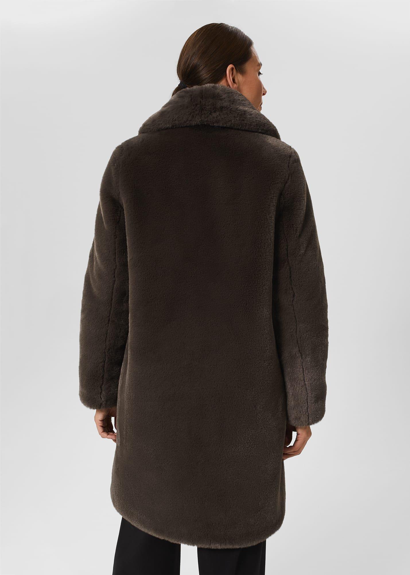Gabby Faux Fur Coat , Dark Charcoal, hi-res