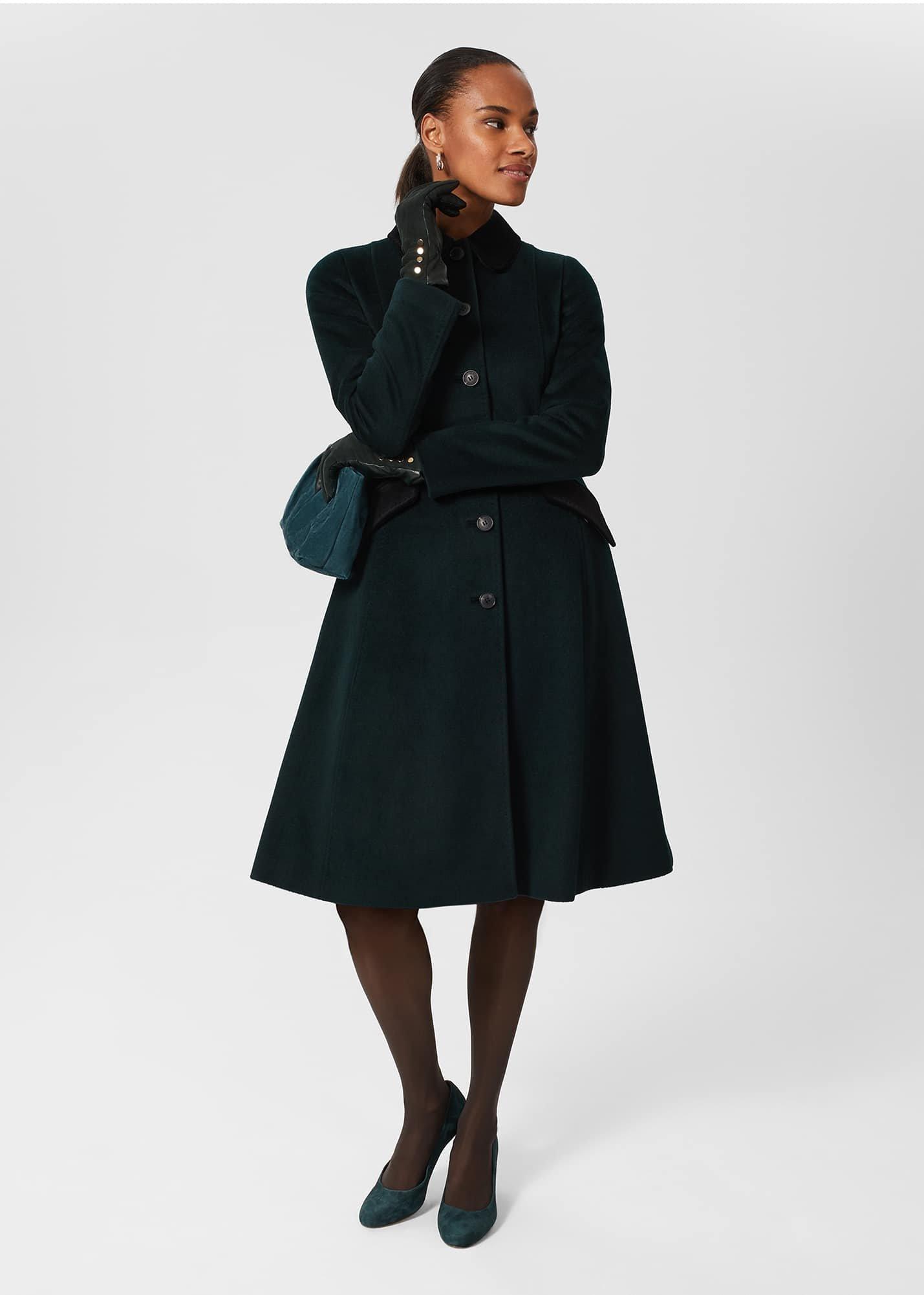 Maryam Wool Coat, Forest Green, hi-res