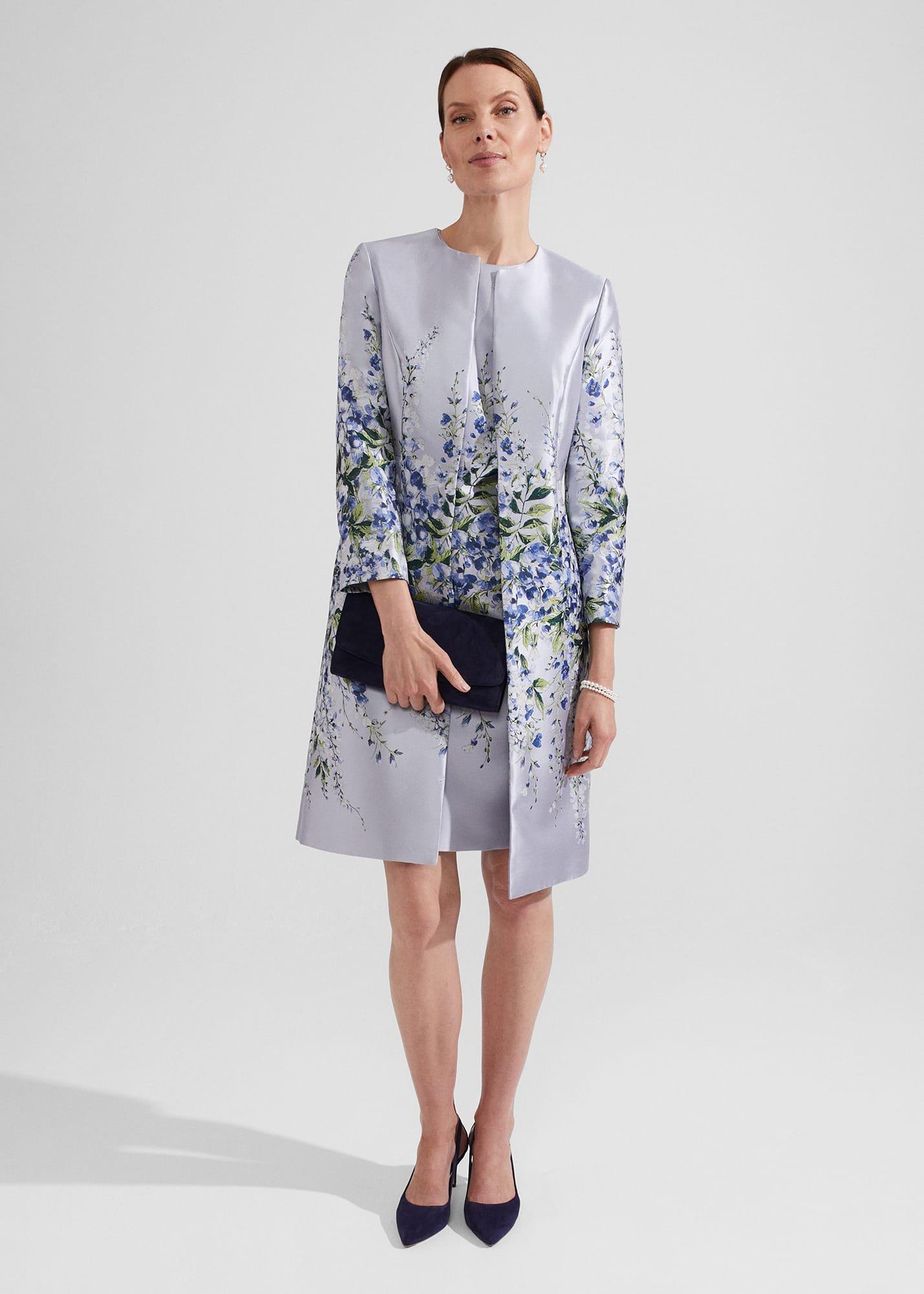 Sofia Jacquard Coat , Pale Blue Multi, hi-res