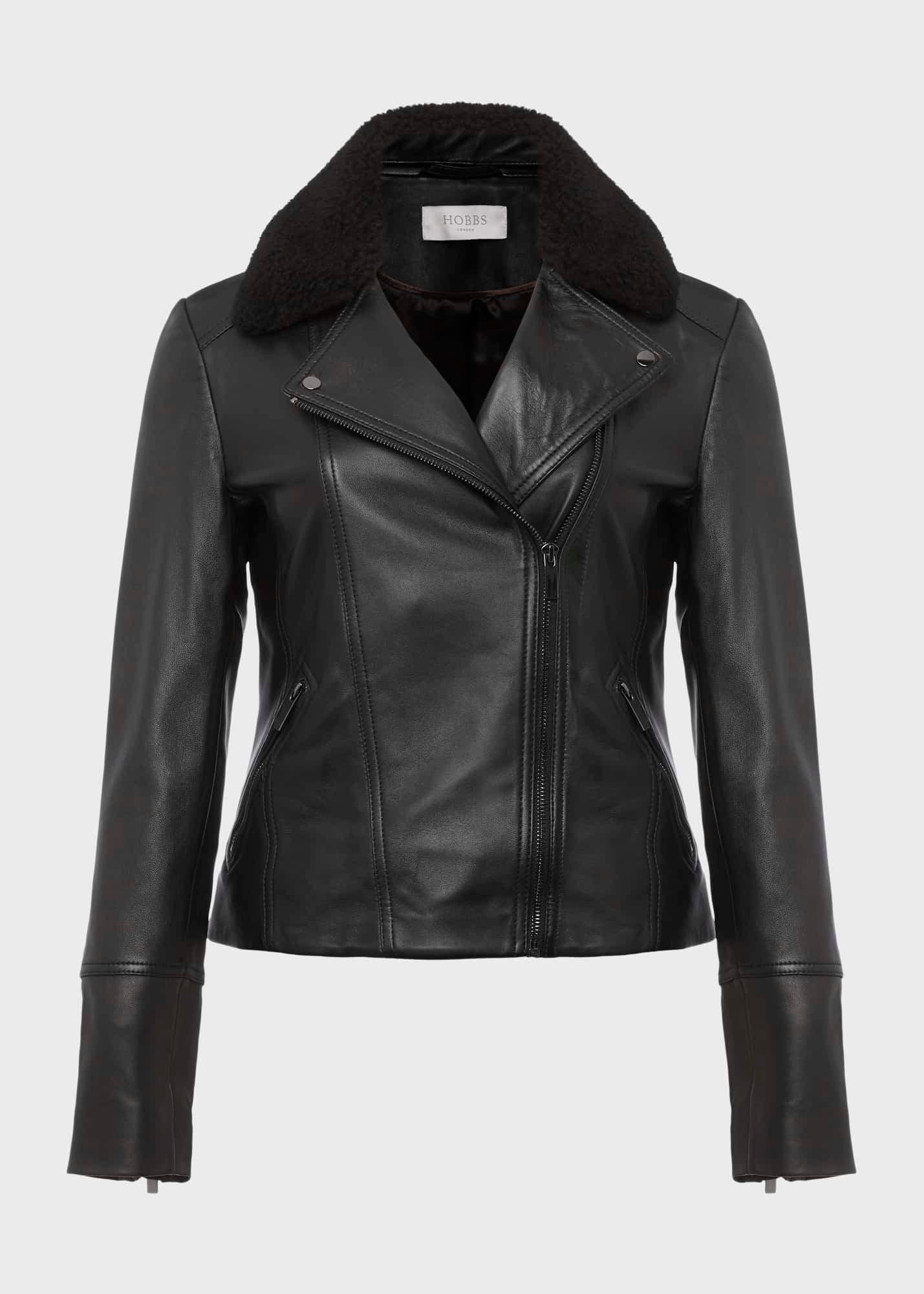 Lois Leather Jacket, Black, hi-res
