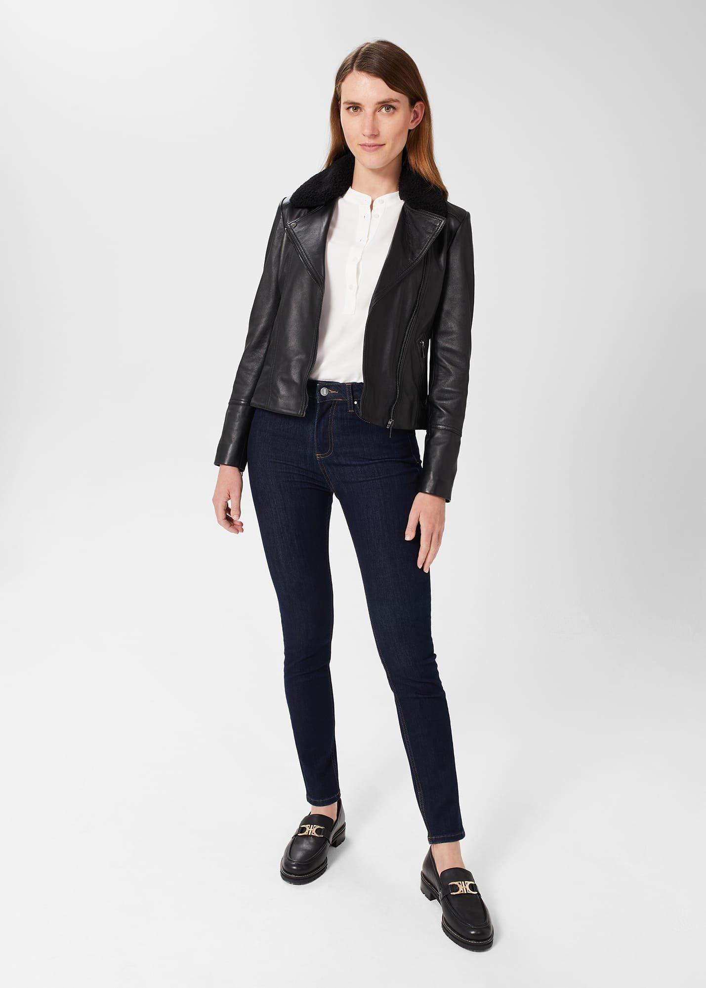 Lois Leather Jacket, Black, hi-res