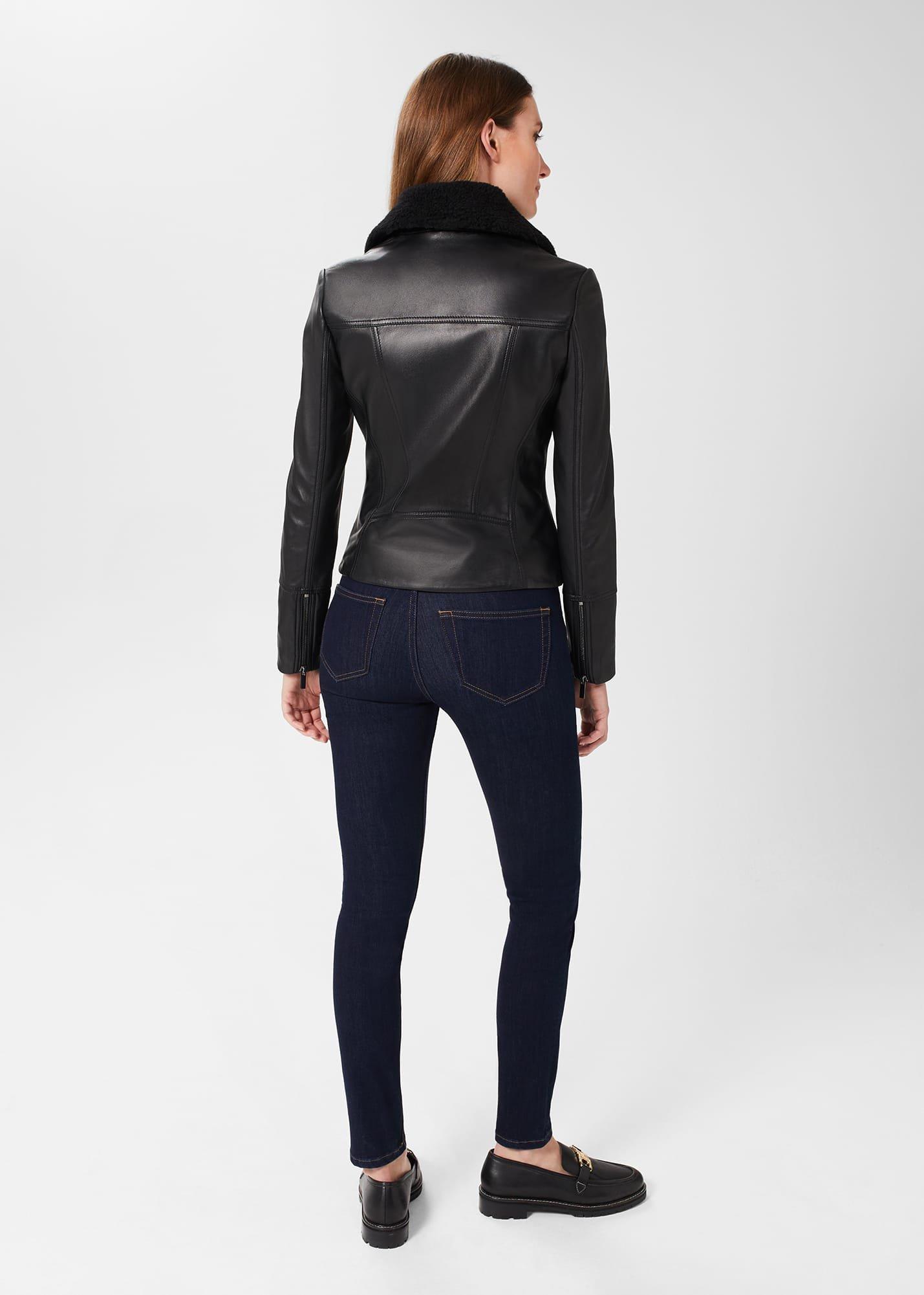 Lois Leather Jacket, Black, hi-res