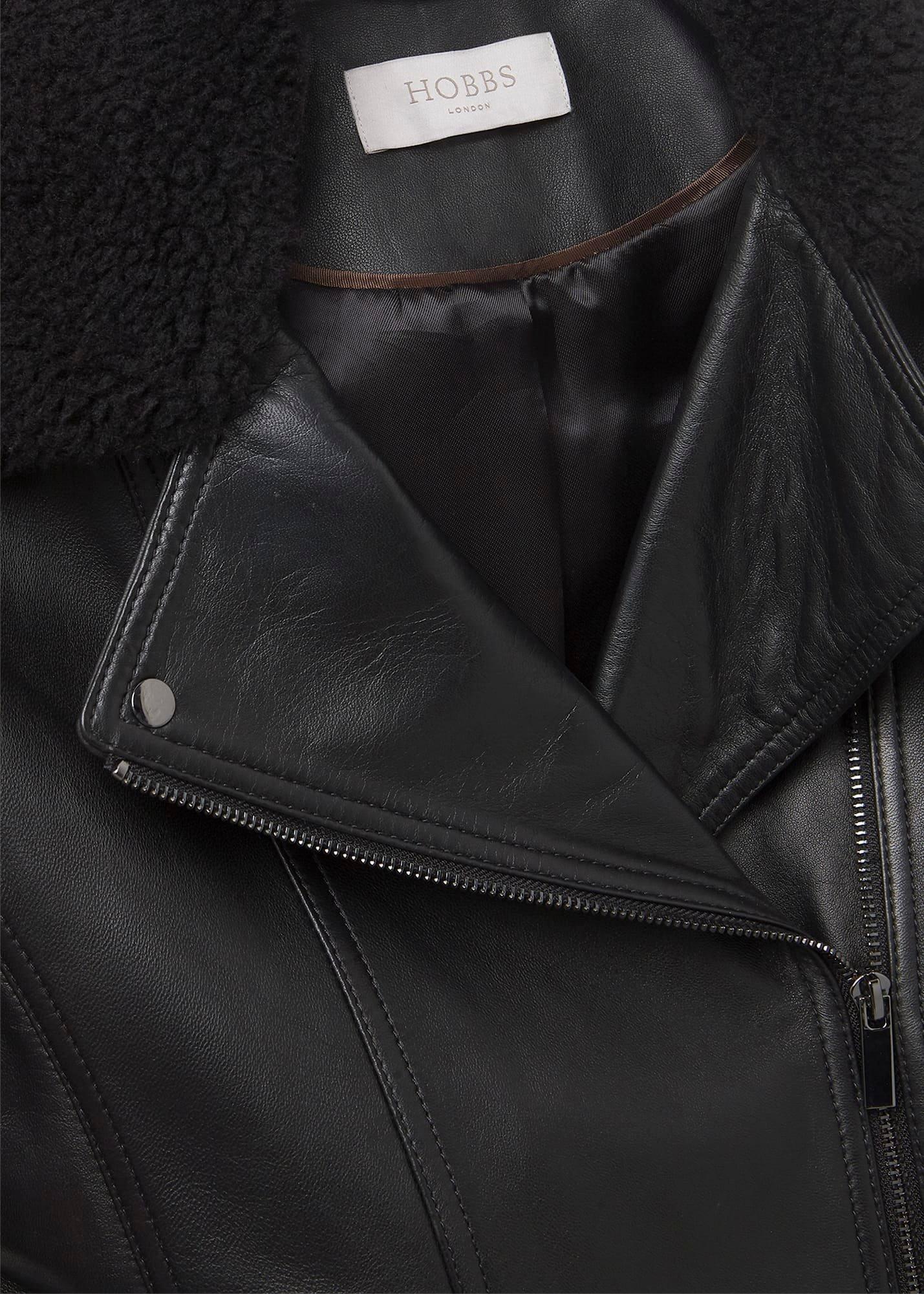 Lois Leather Jacket, Black, hi-res