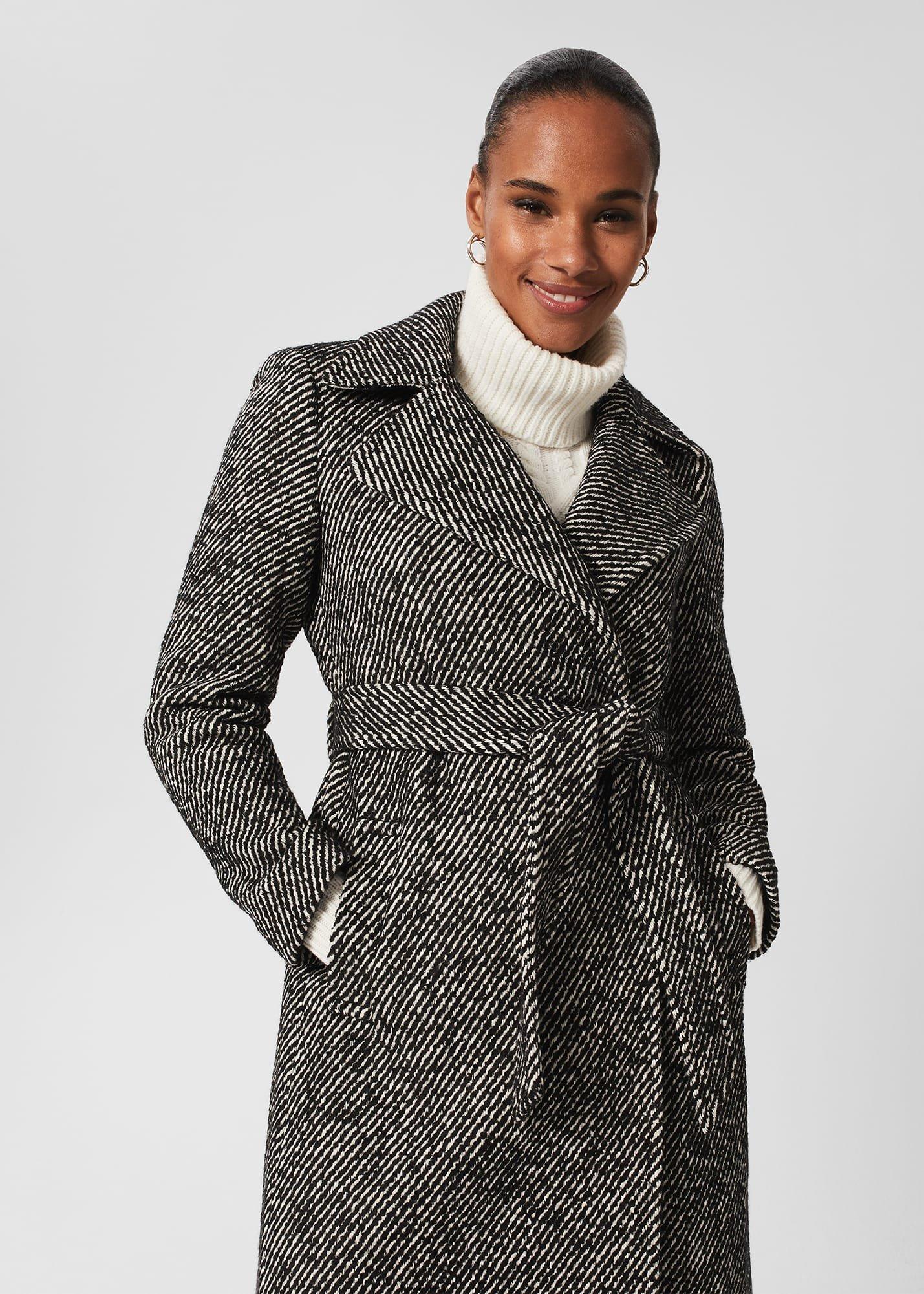 Gerrie Wrap Coat, Black White, hi-res