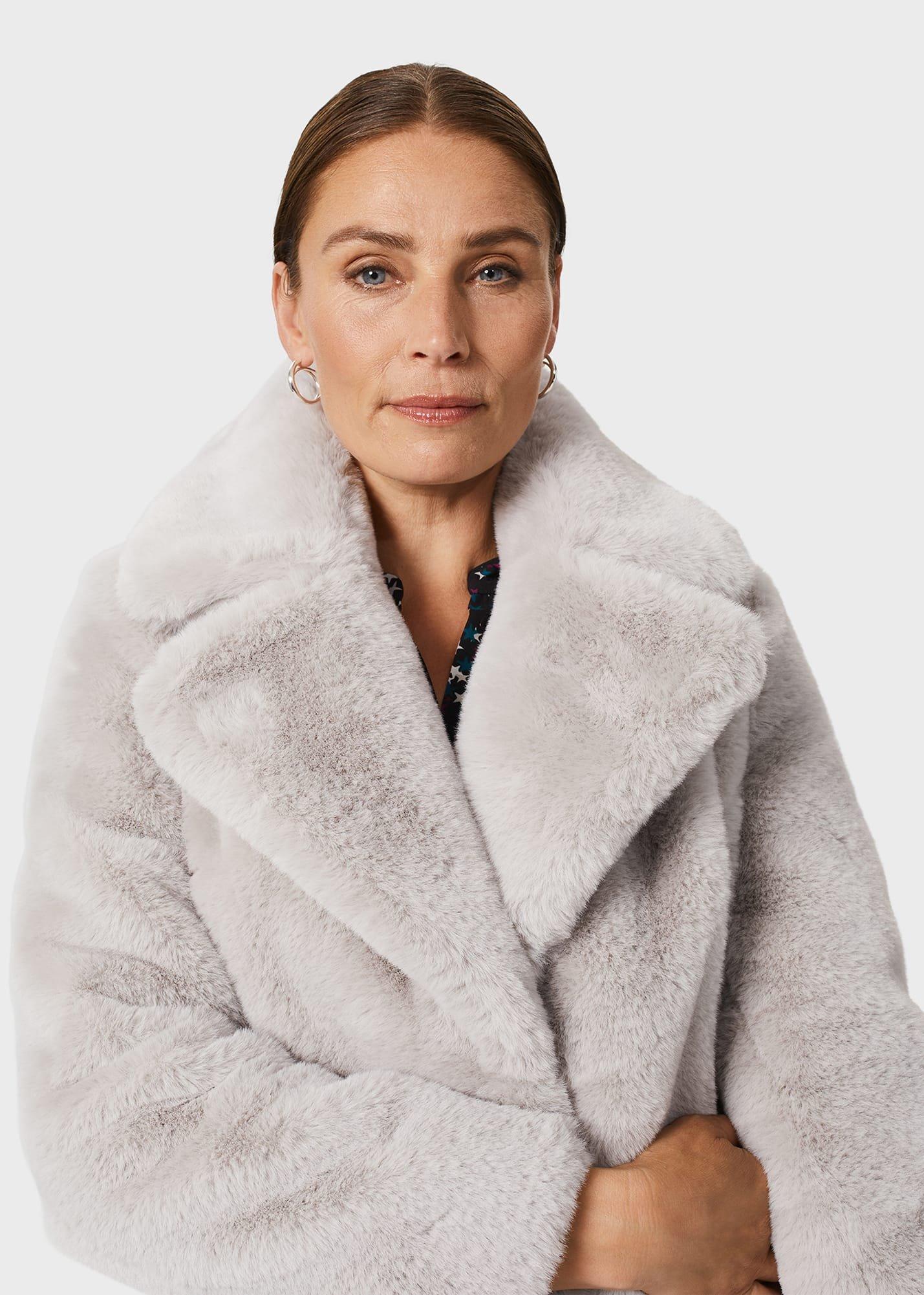 Bethany Faux Fur Coat , Silver Grey, hi-res