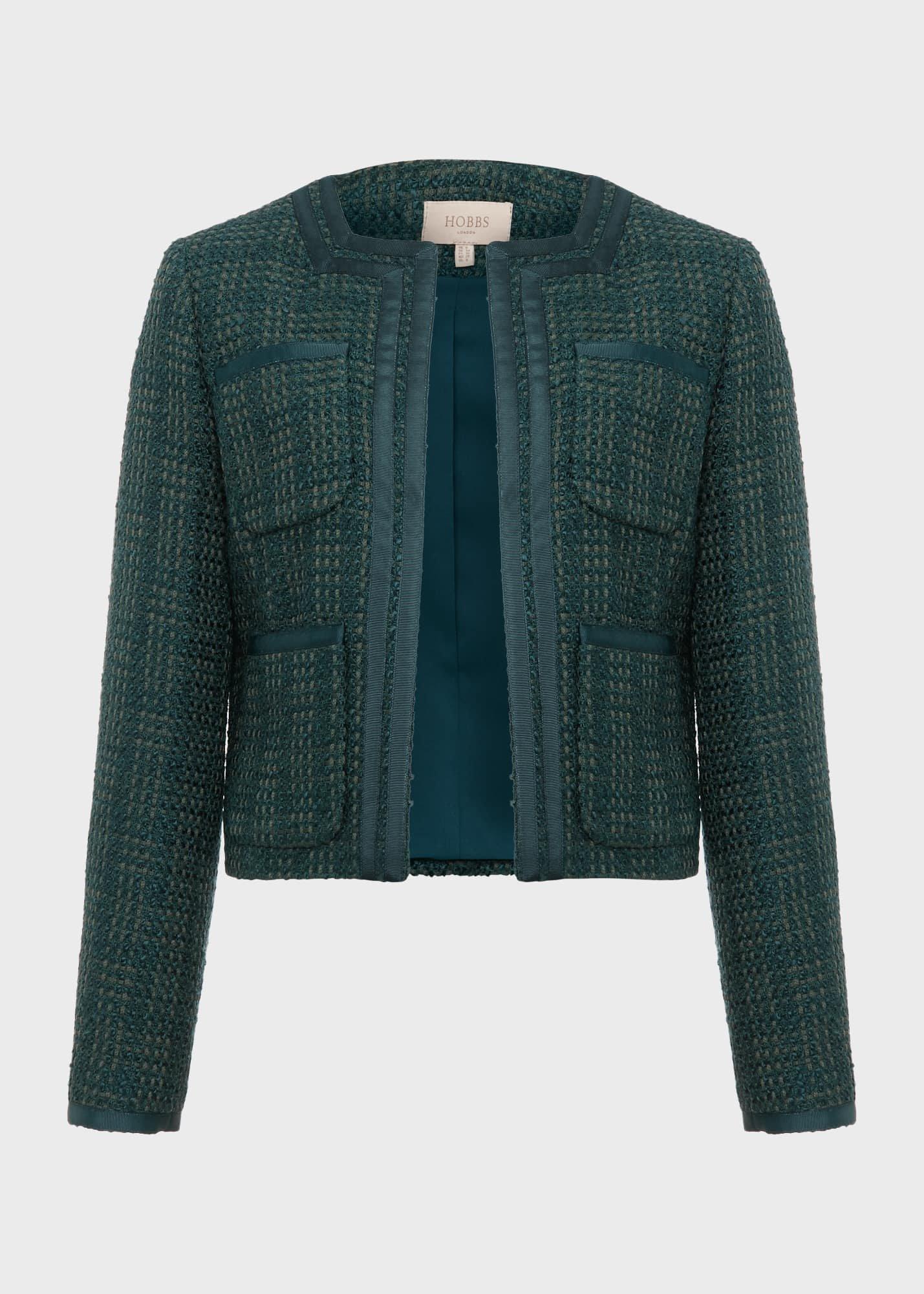 Estella Tweed Jacket, Deep Pine Green, hi-res