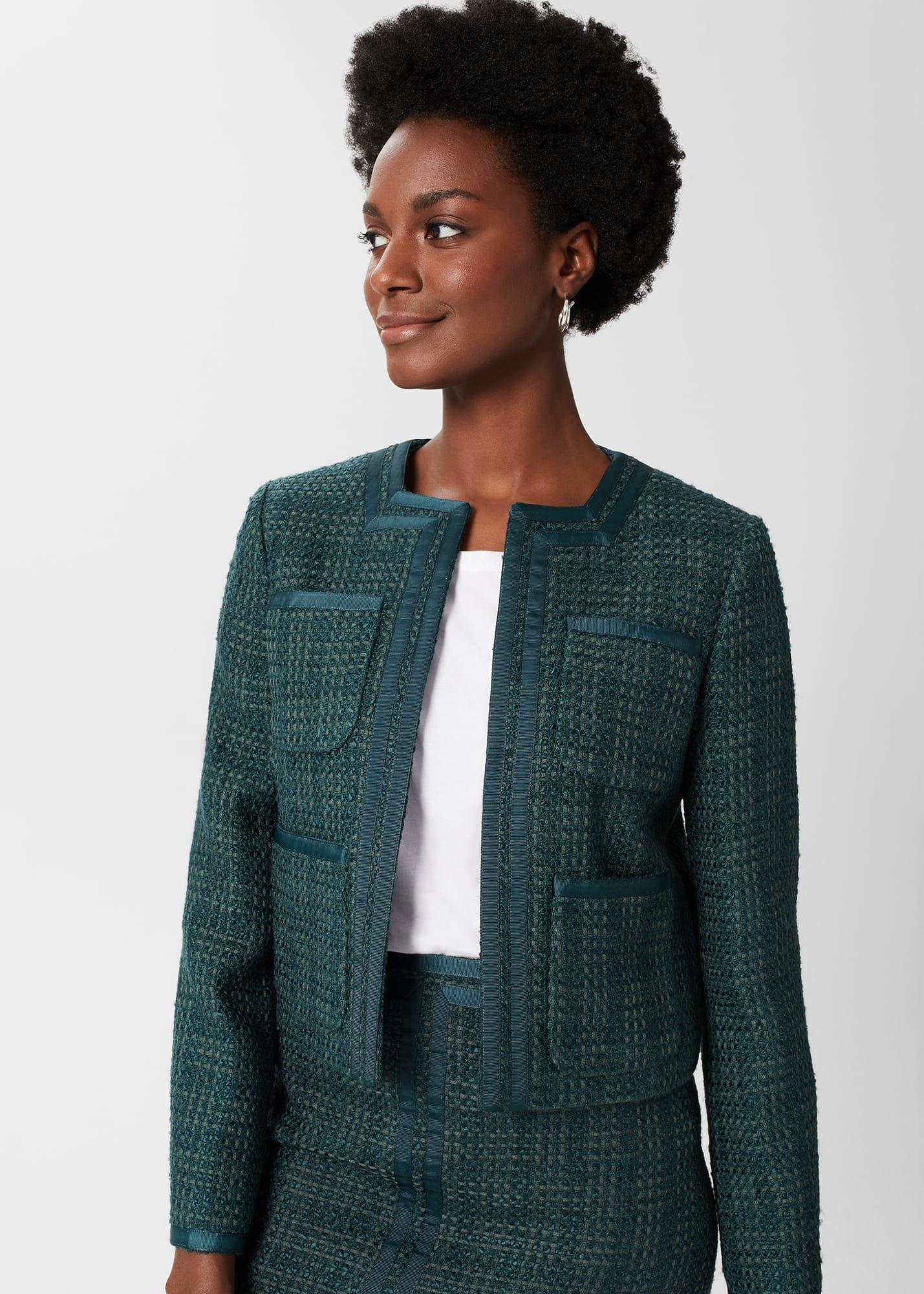 Estella Tweed Jacket, Deep Pine Green, hi-res