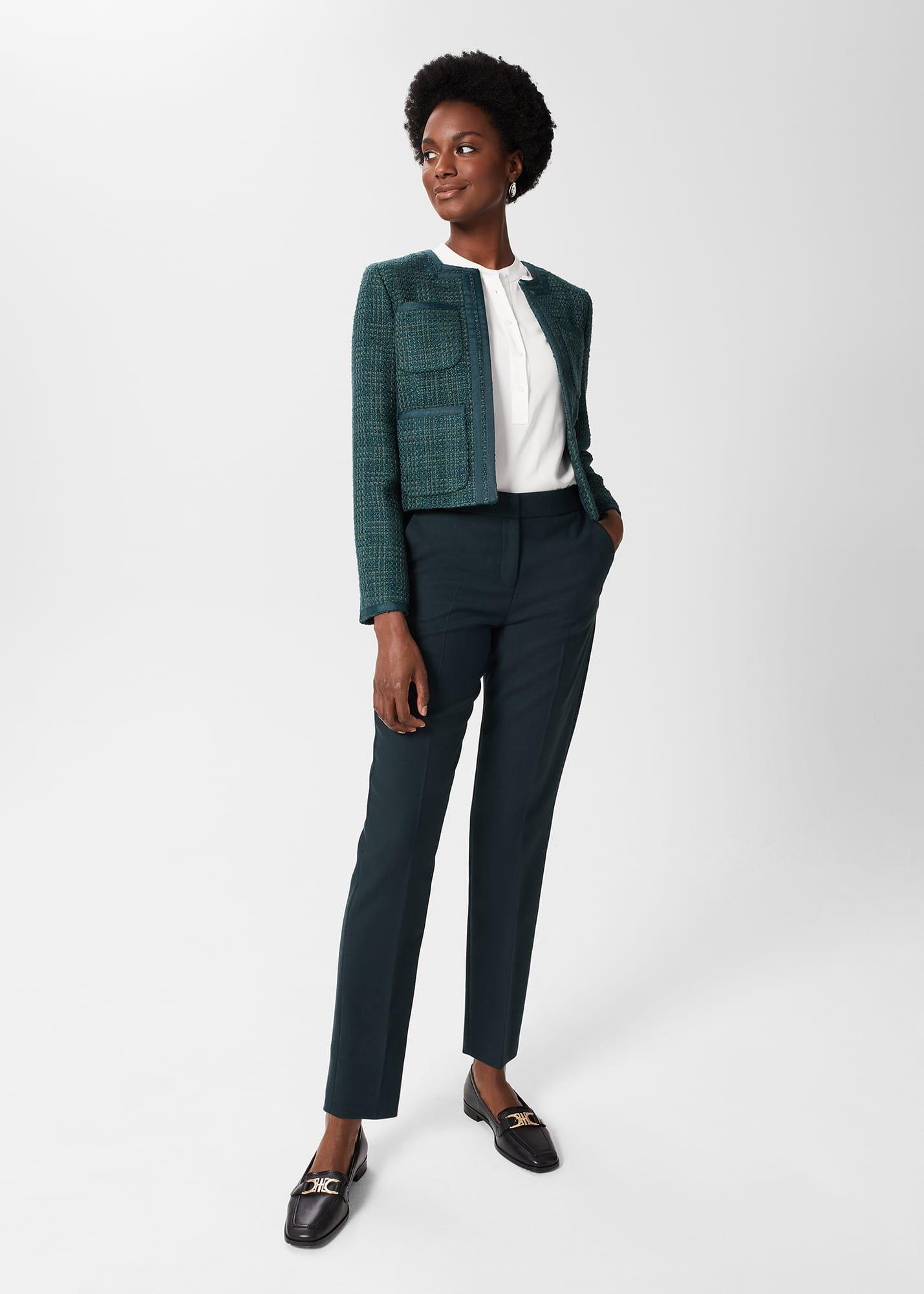 Estella Tweed Jacket, Deep Pine Green, hi-res
