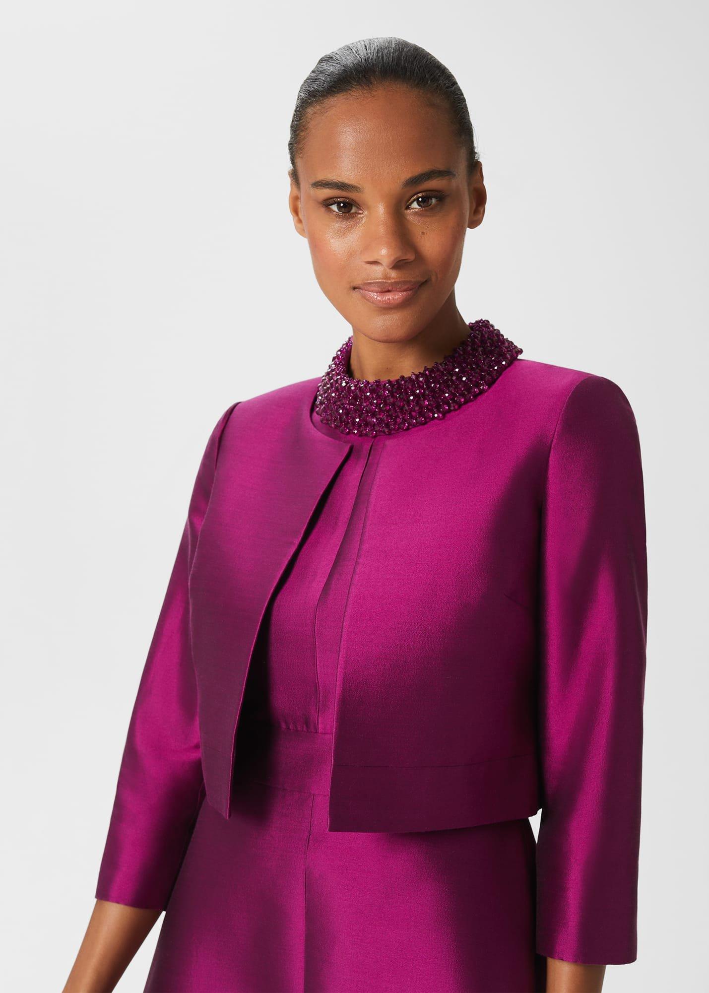 Marcella Silk Blend Jacket , Berry Purple, hi-res