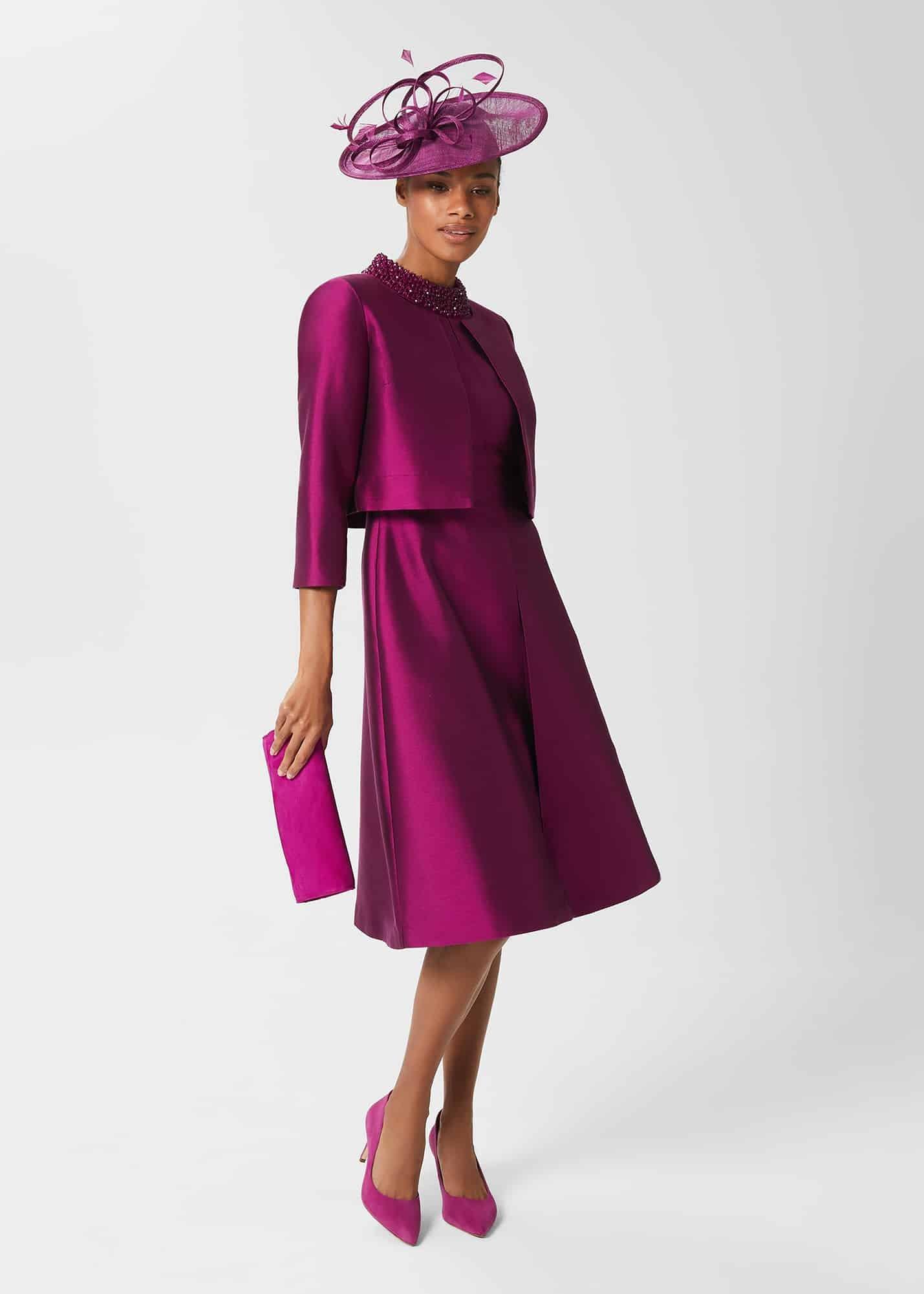 Marcella Silk Blend Jacket , Berry Purple, hi-res