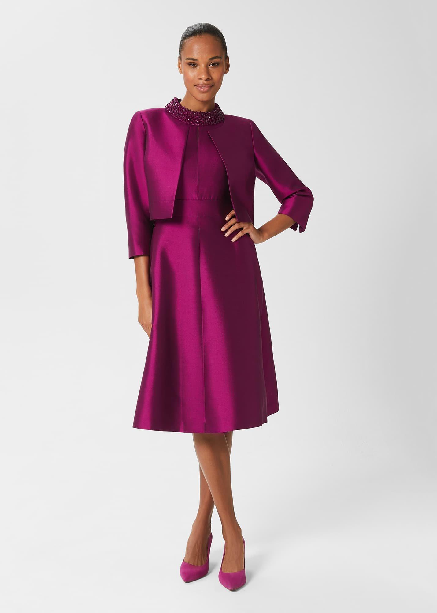 Marcella Silk Blend Jacket , Berry Purple, hi-res