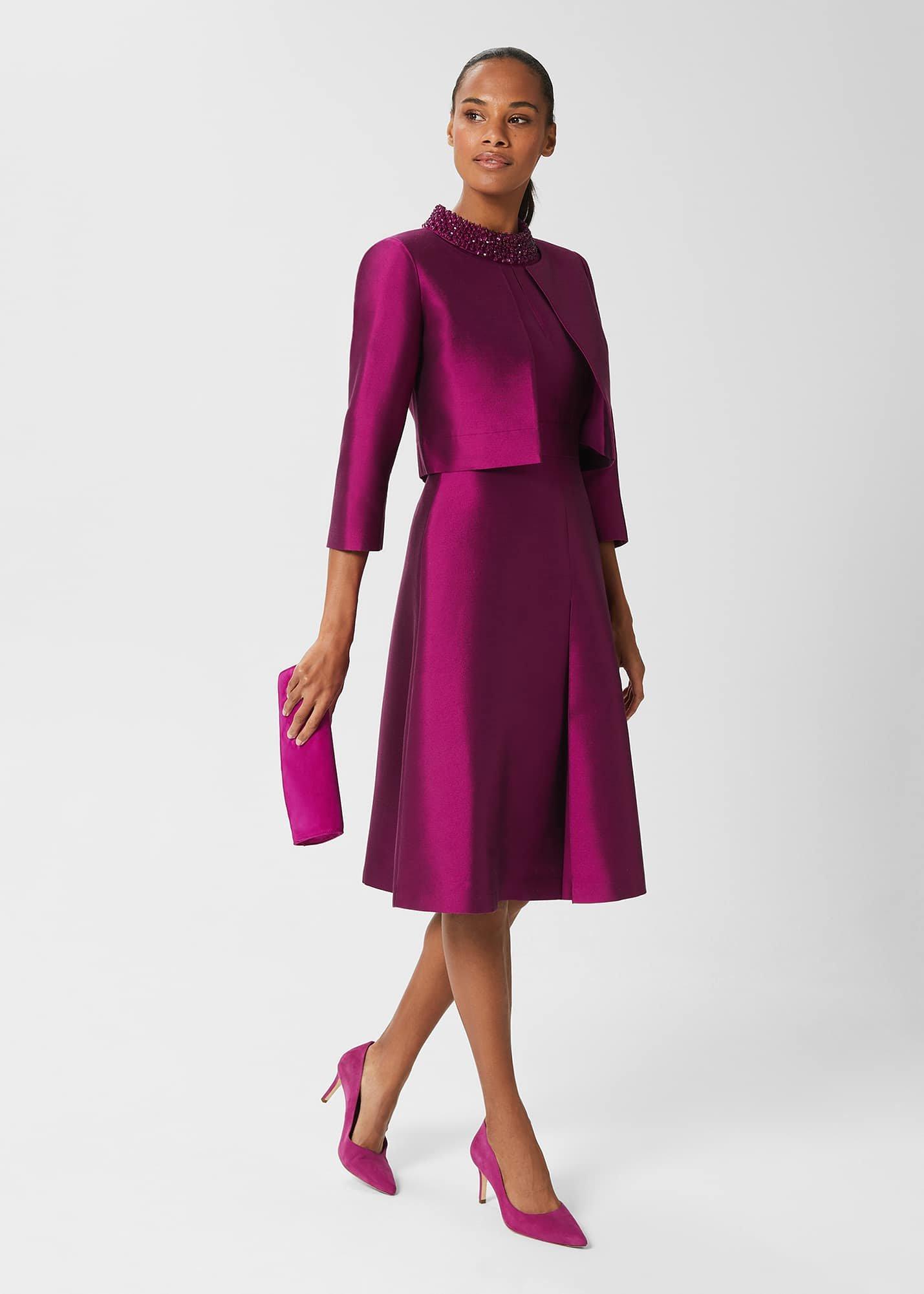 Marcella Silk Blend Jacket , Berry Purple, hi-res