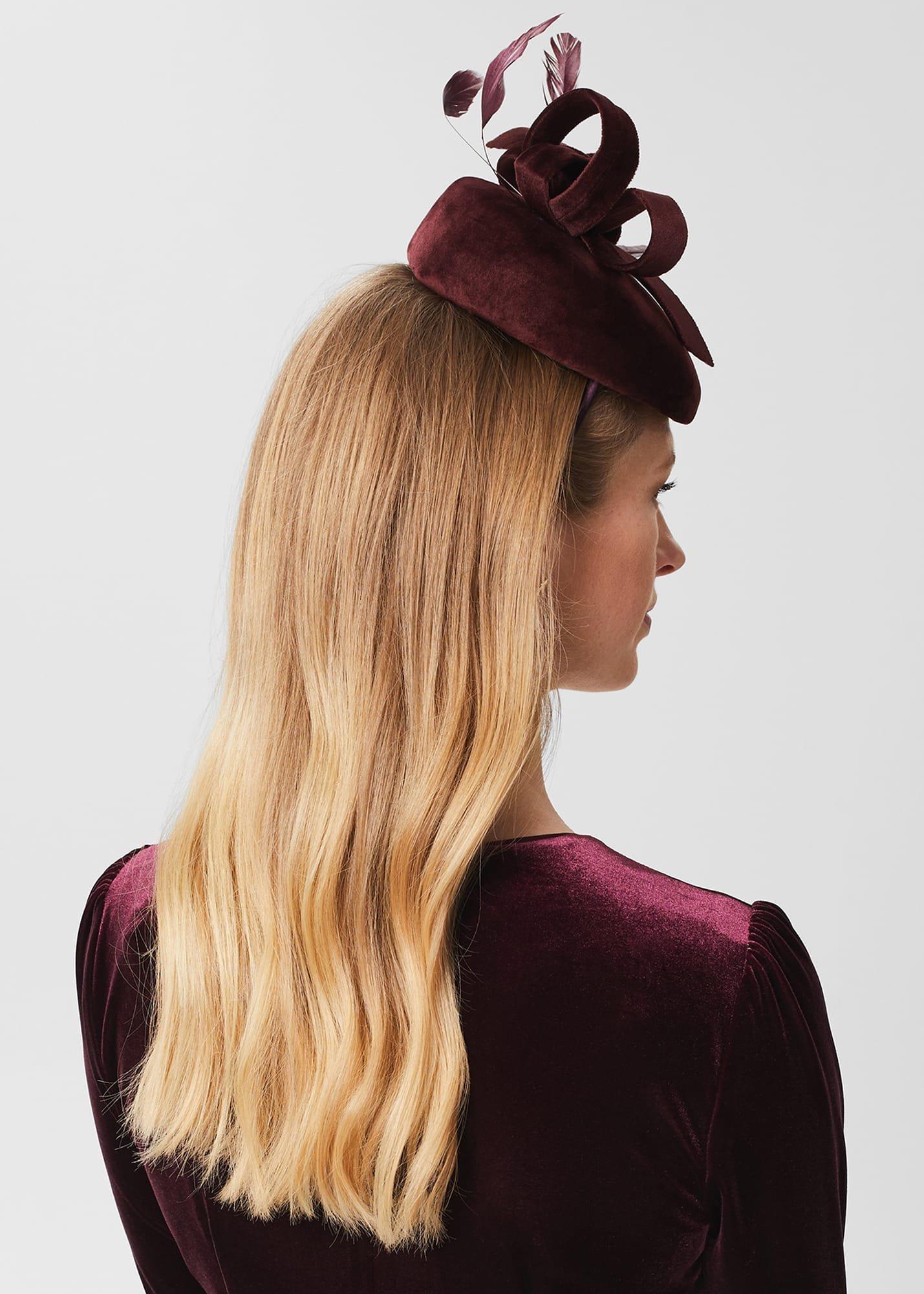 Zoe Fascinator, Aubergine, hi-res