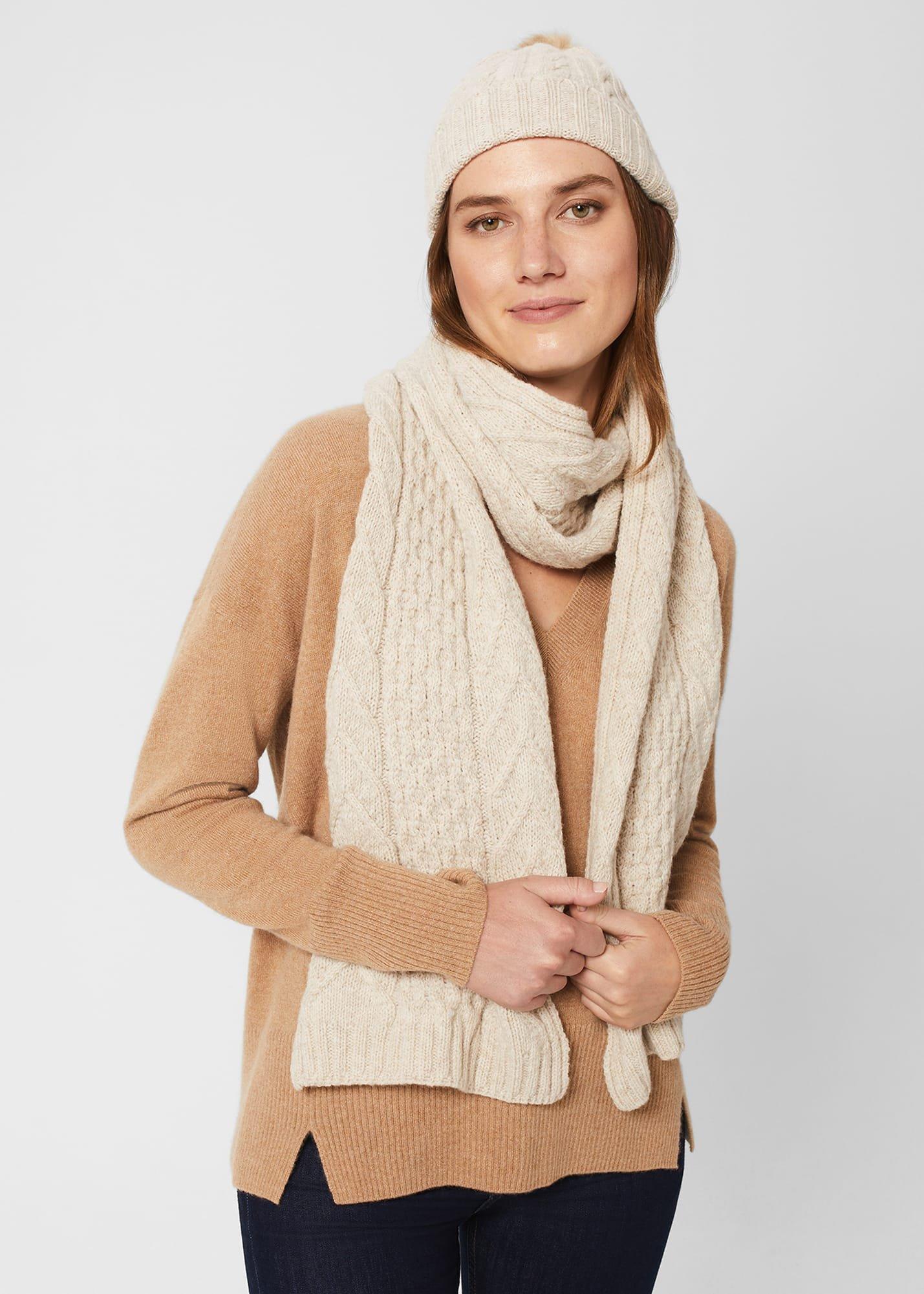 Taylor Cable Scarf, Natural, hi-res