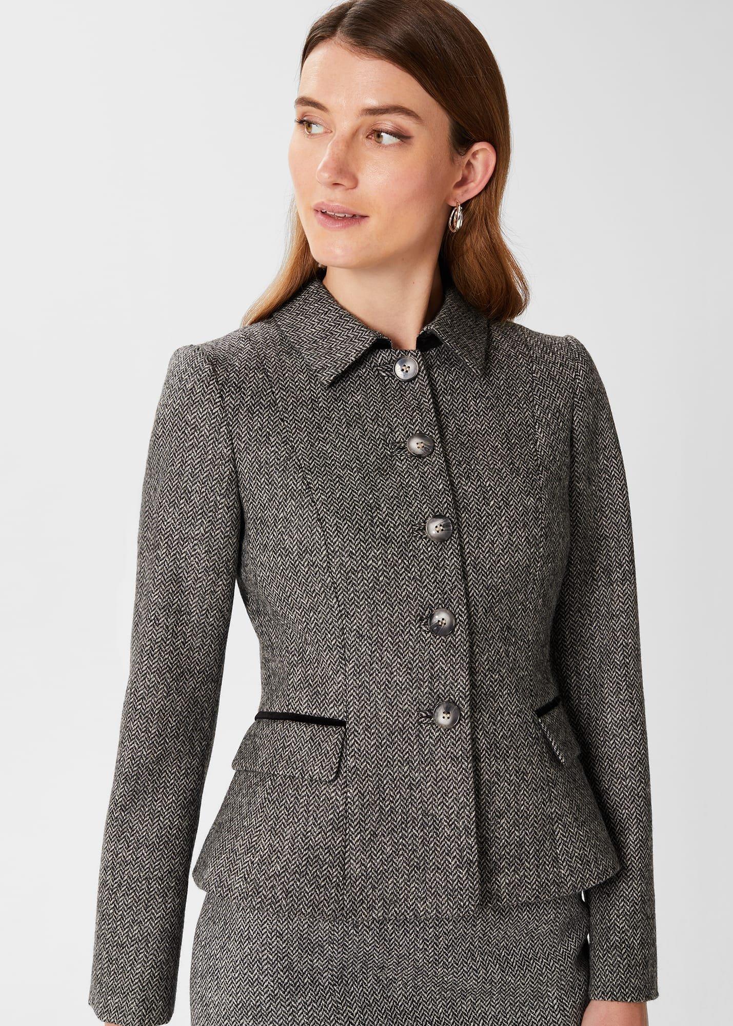 Daniella Wool Jacket, Black White, hi-res