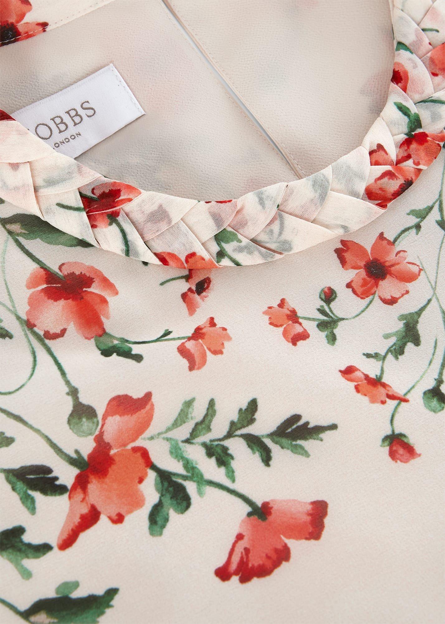 Gianna Silk Floral Dress, Cream Red Multi, hi-res