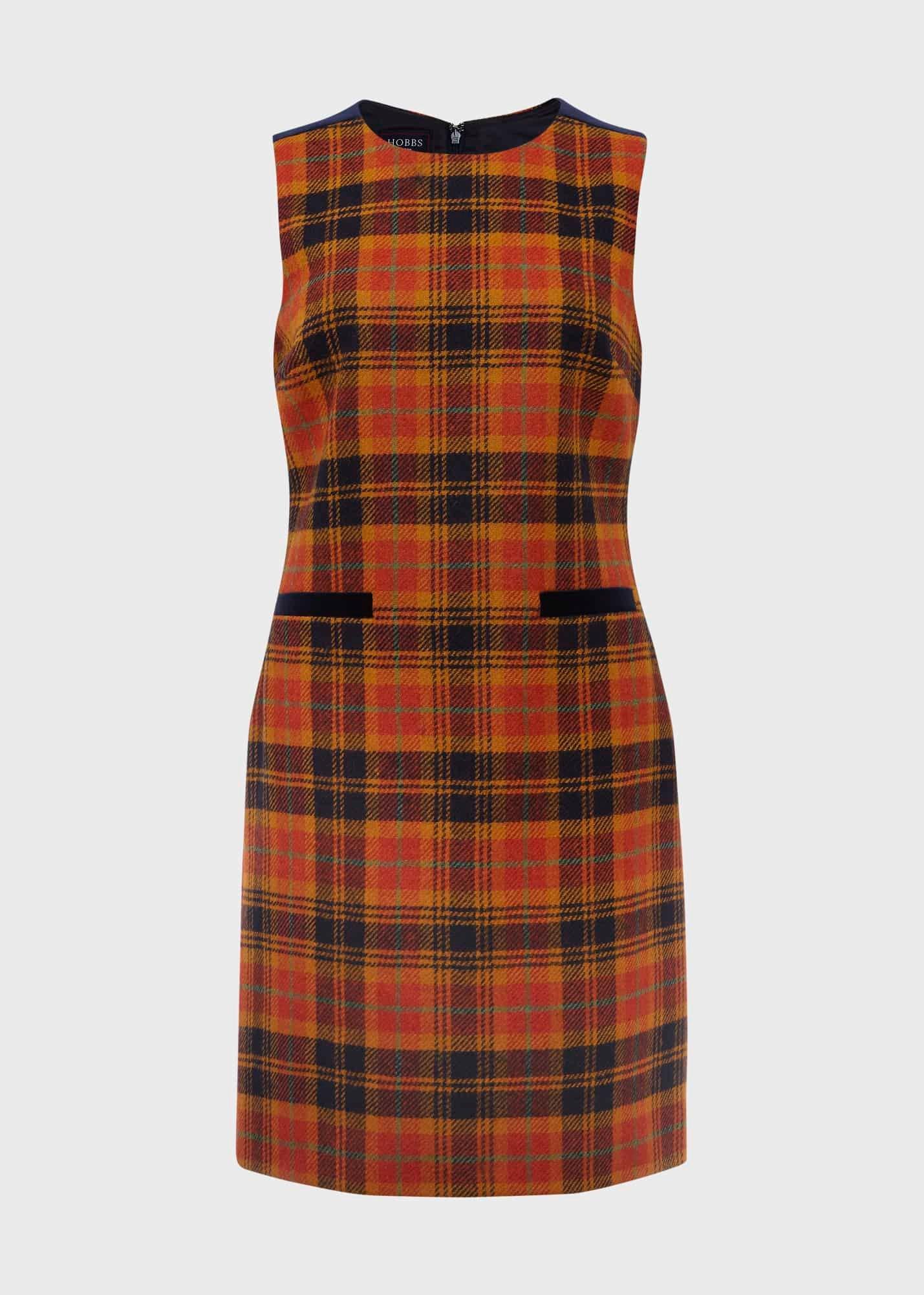Ruthie Wool Dress, Orange Navy, hi-res