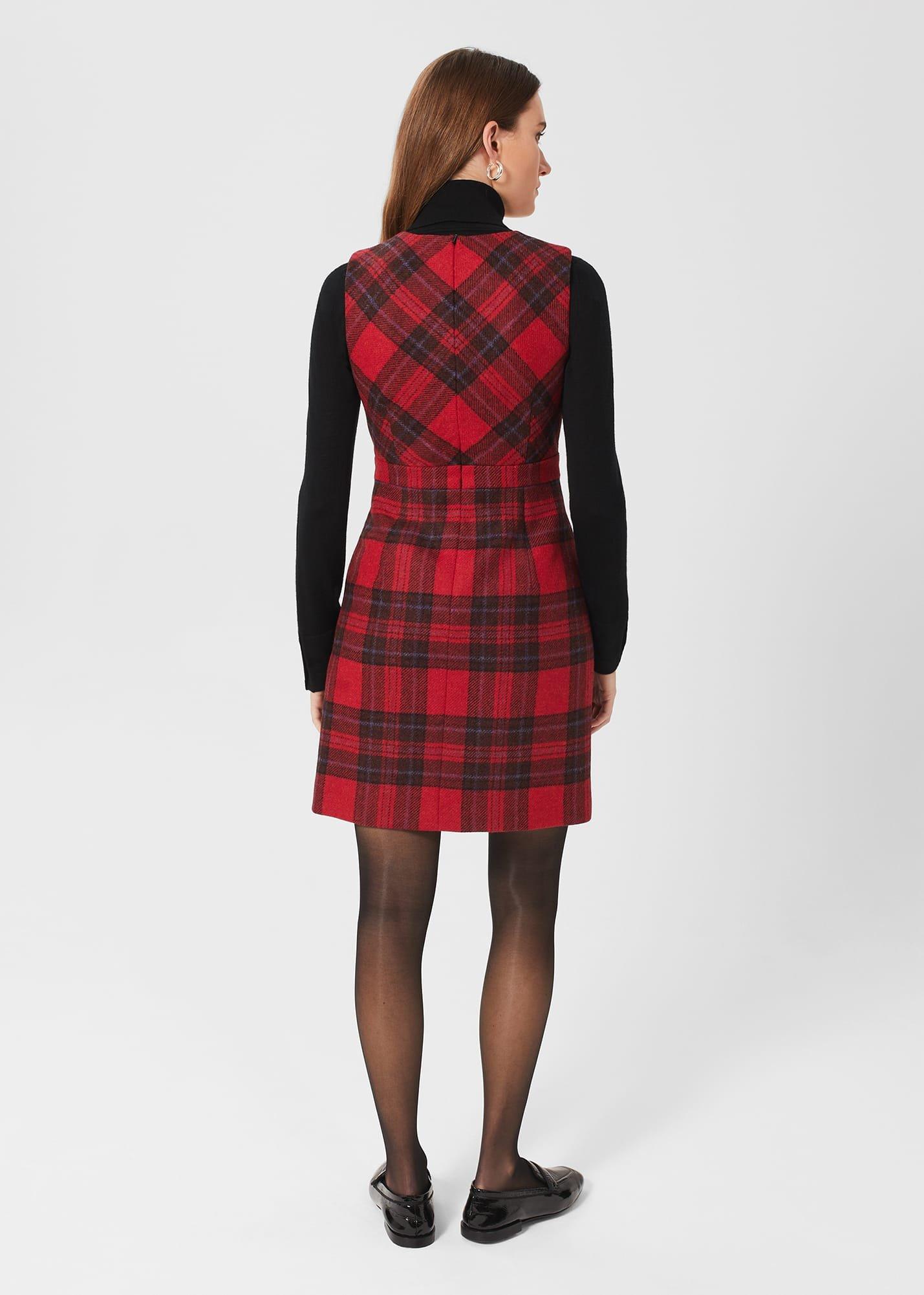 Melanie Wool Dress, Red Black, hi-res