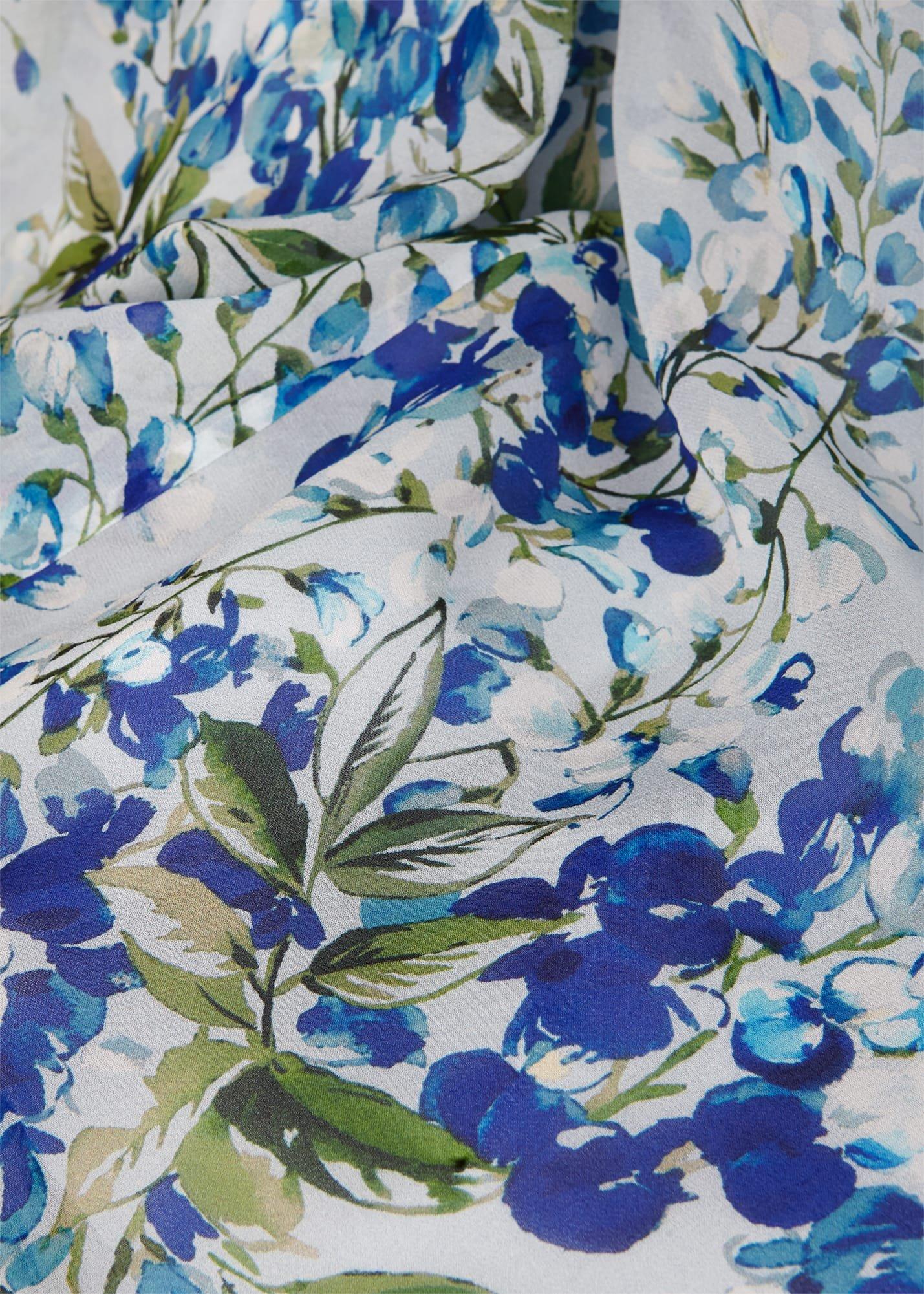 Giselle Silk Floral Dress, Pale Blue Multi, hi-res