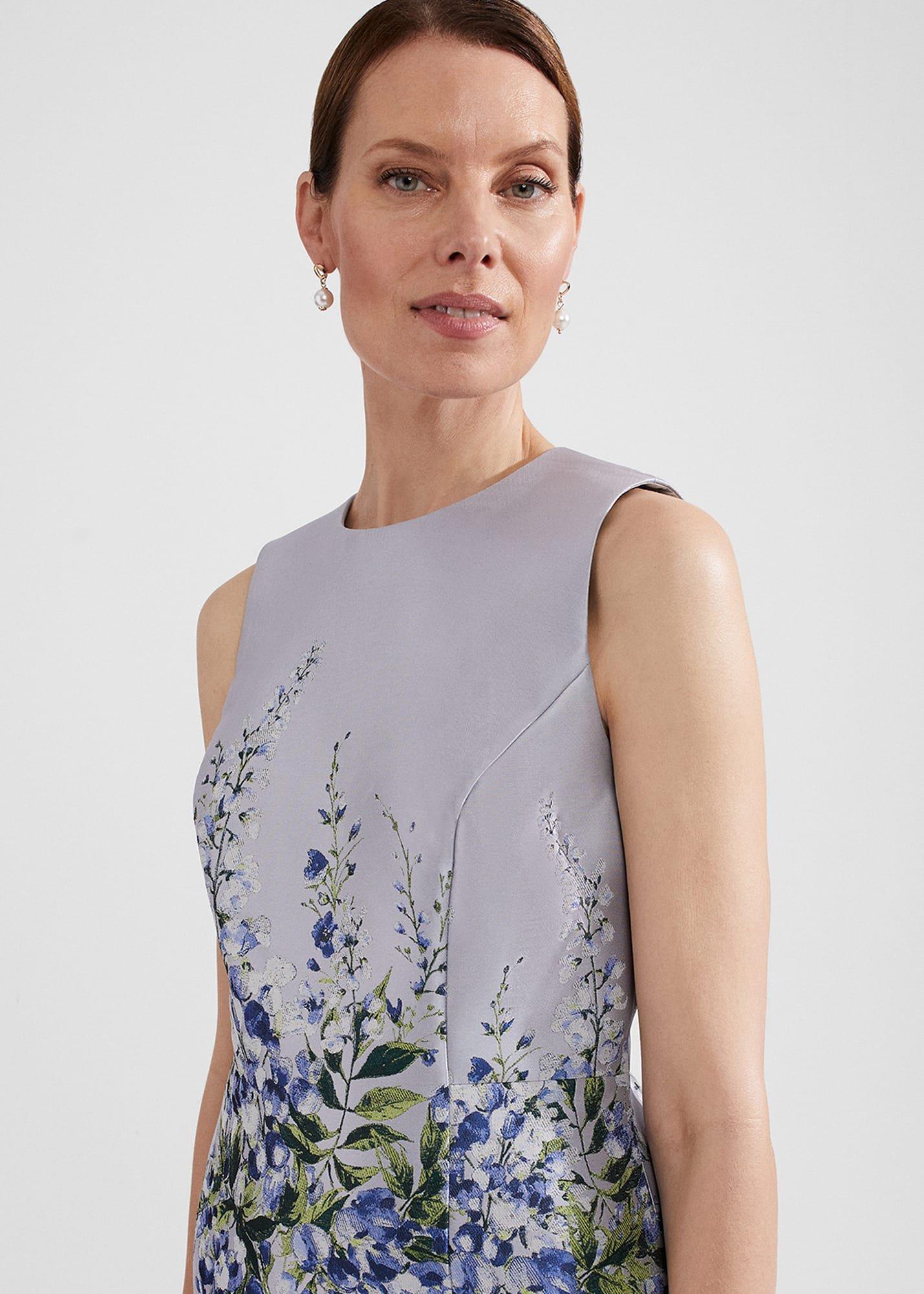 Sofia Jacquard Dress, Pale Blue Multi, hi-res