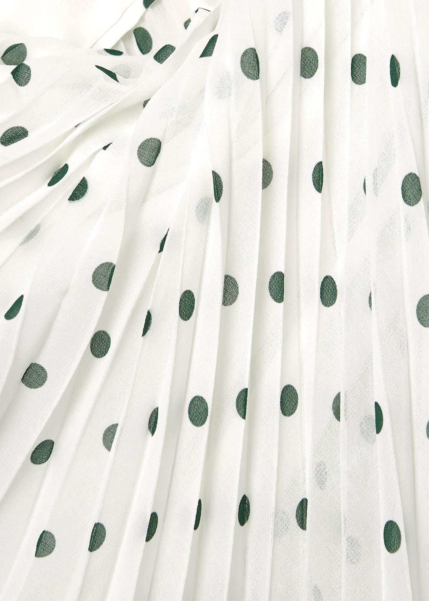 Selena Spot Pleated Dress, Ivory Green, hi-res