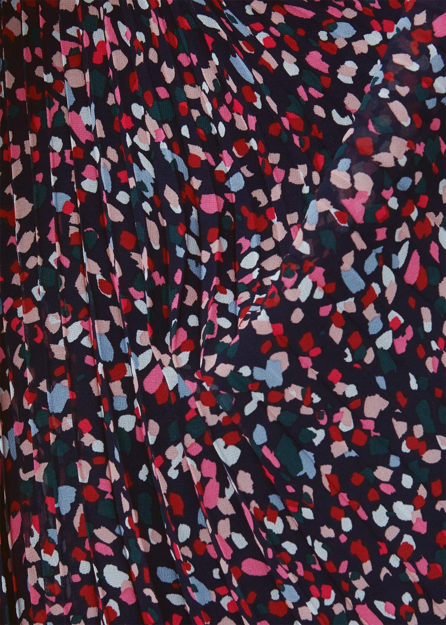 Selena Pleated Dress, Navy Multi, hi-res