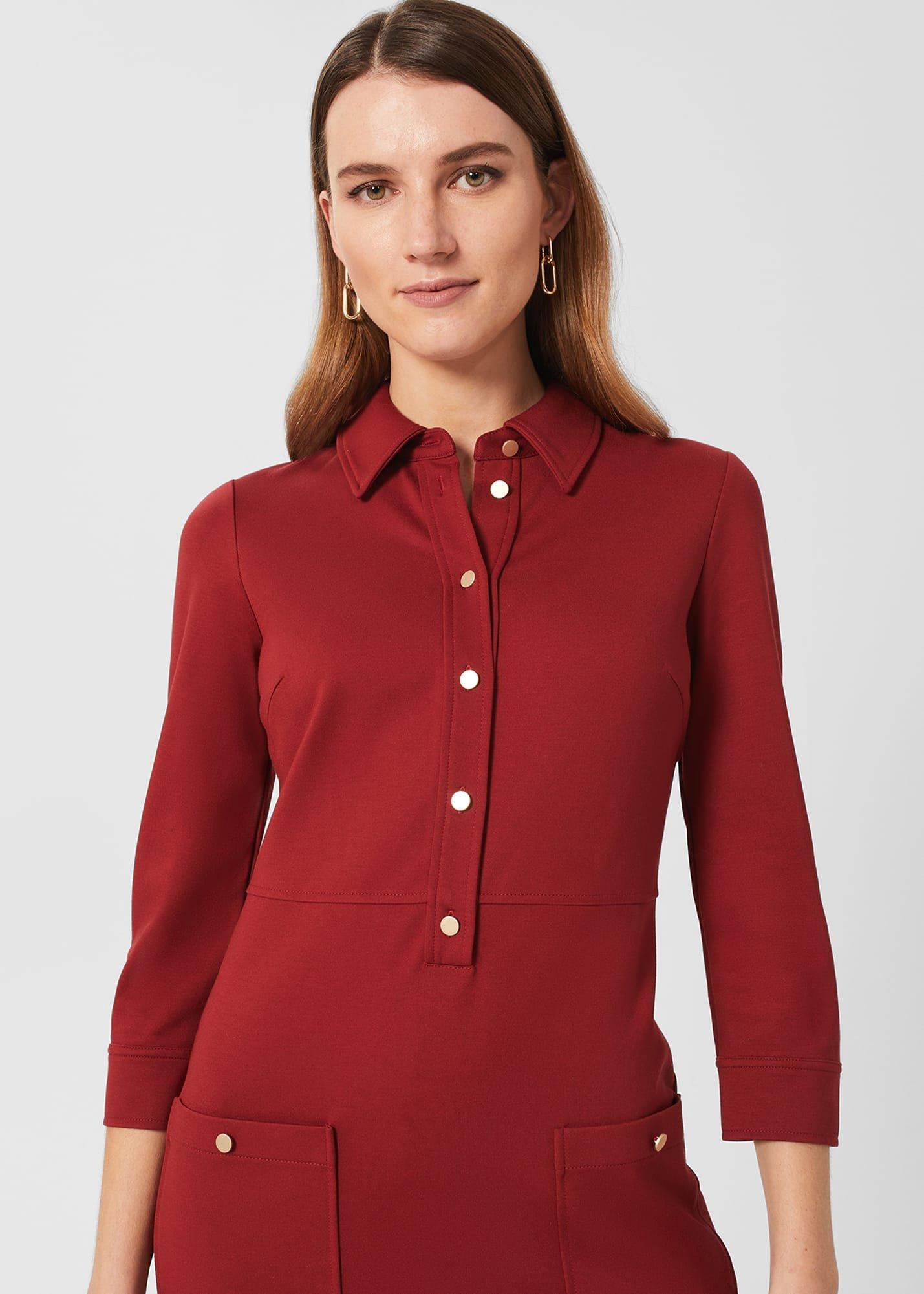 Phillipa Ponte Shift Dress, Vermillion Red, hi-res