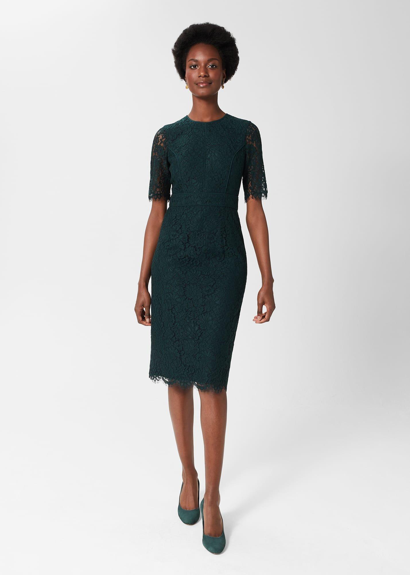 Mireya Lace Shift Dress, Evergreen, hi-res