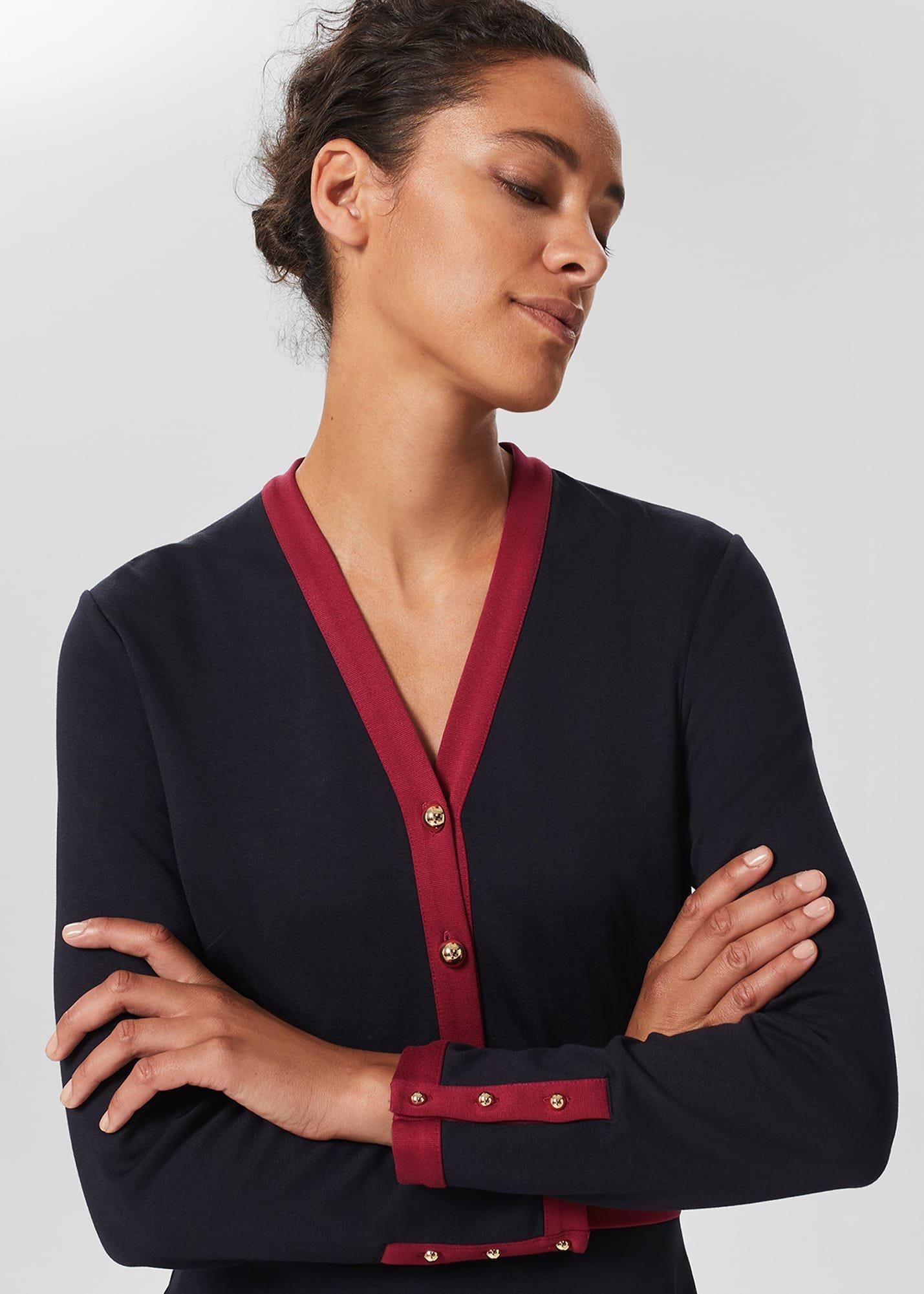 Ada Ponte Dress, Navy Berry Red, hi-res