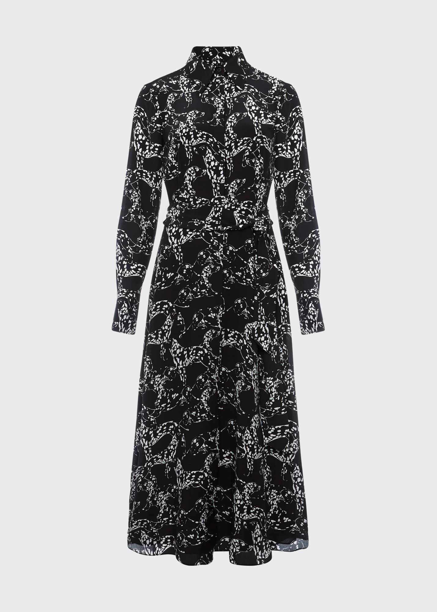 Antonella Silk Dress, Black Ivory, hi-res