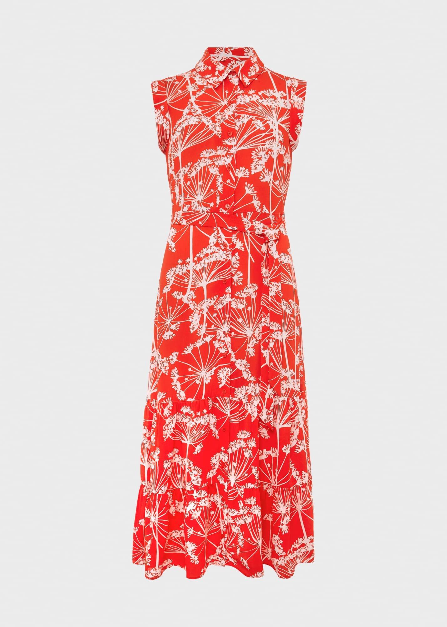 Petite Esme Fit And Flare Dress, Coral Red Ivory, hi-res
