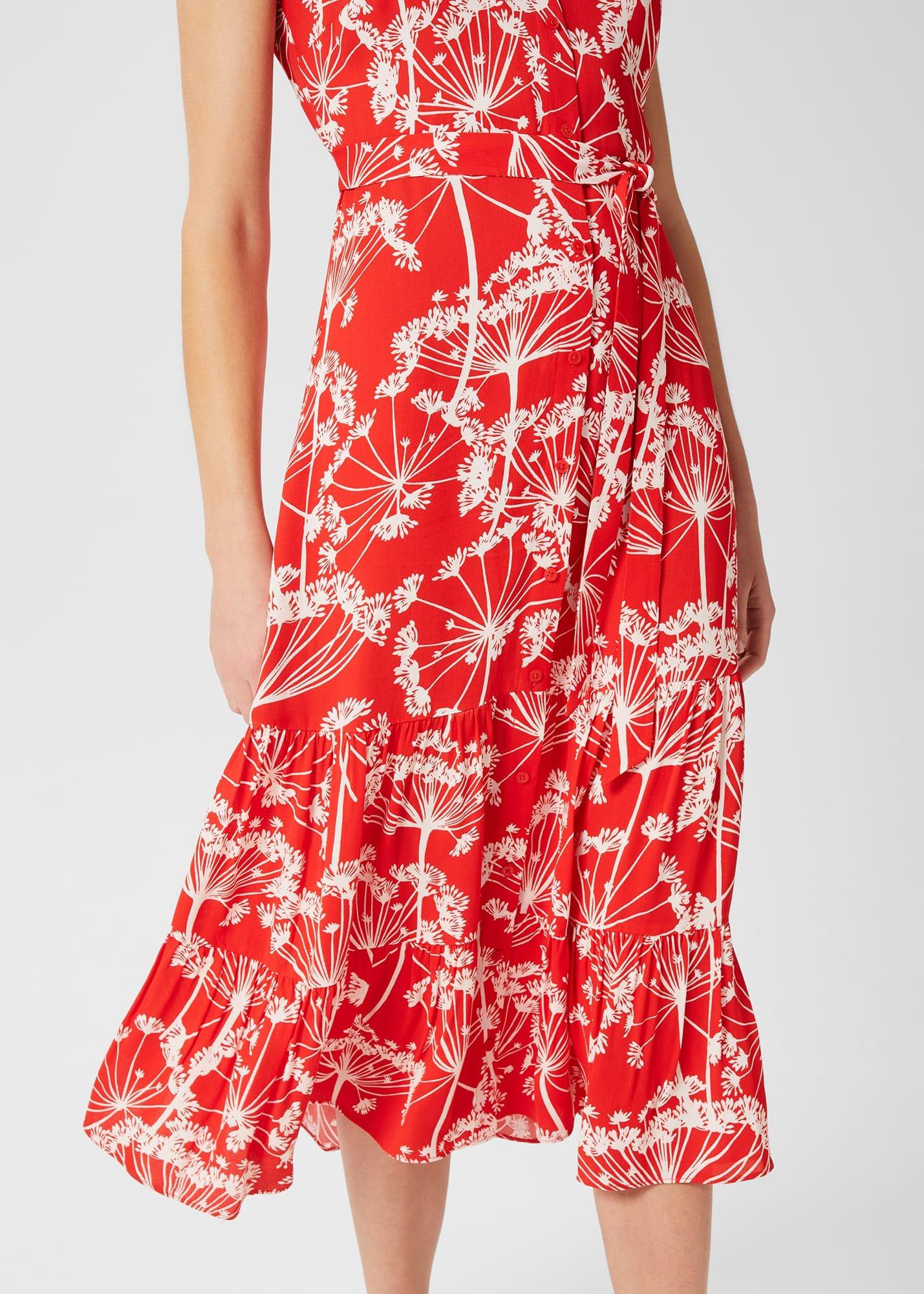 Petite Esme Fit And Flare Dress, Coral Red Ivory, hi-res
