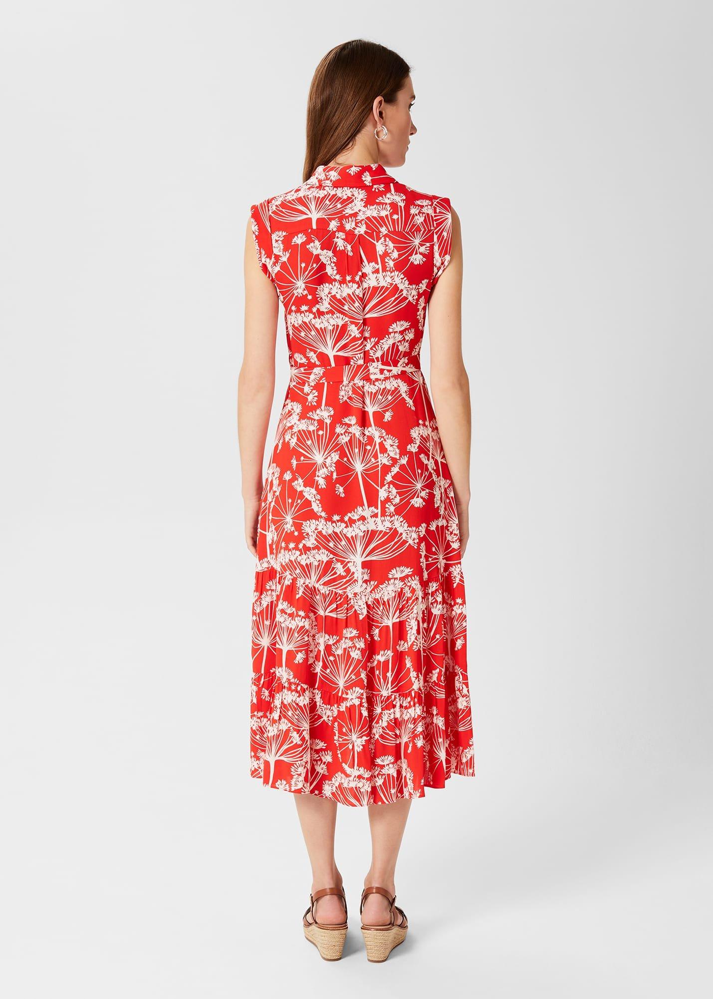 Petite Esme Fit And Flare Dress, Coral Red Ivory, hi-res