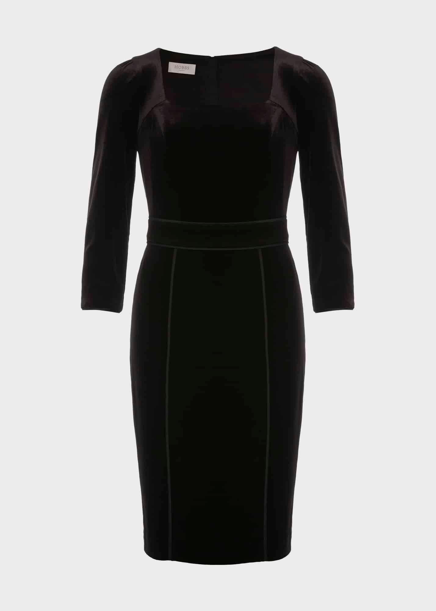Josie Velvet Shift Dress, Black, hi-res