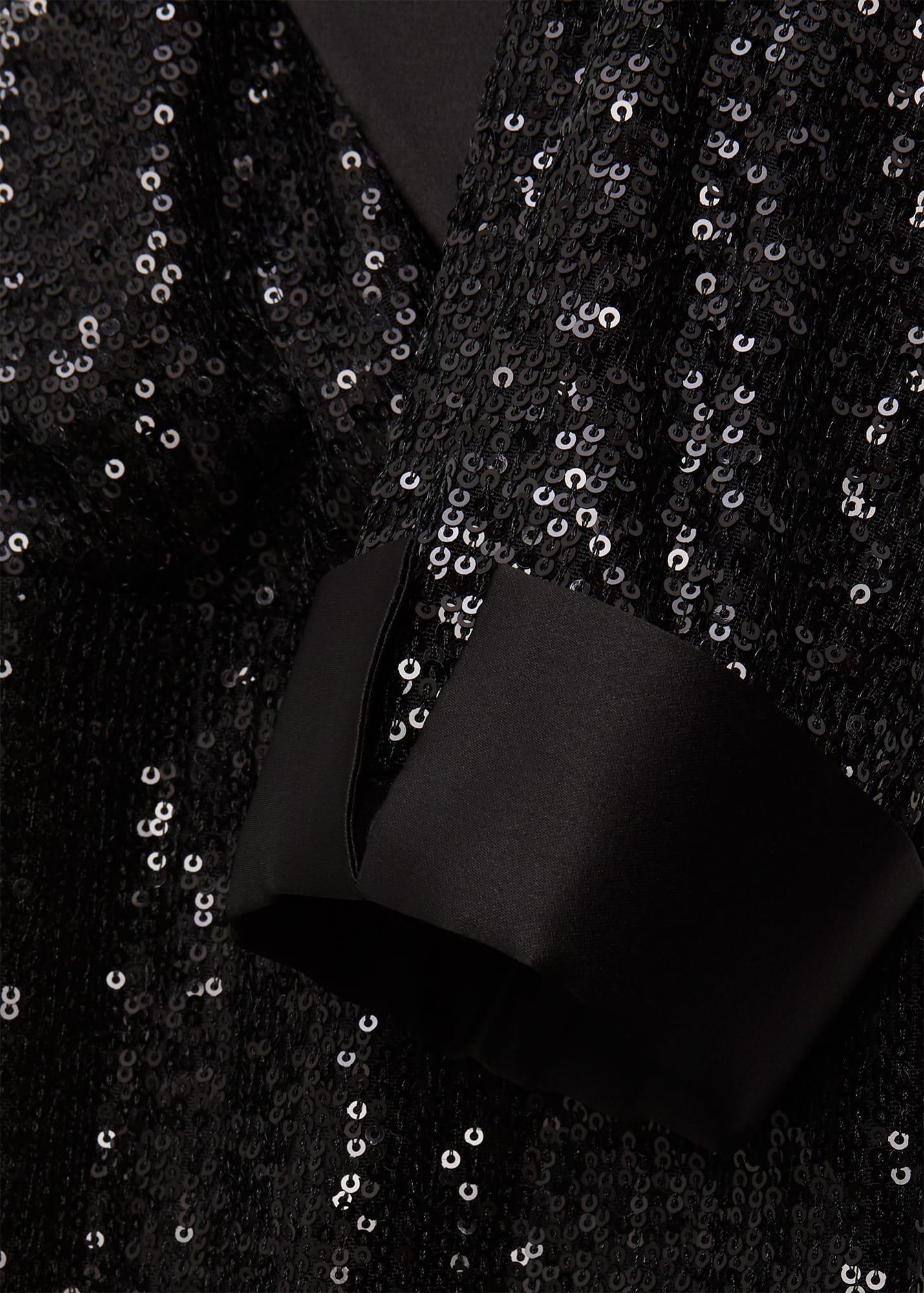 Carys Sequin Tux Dress, Black, hi-res