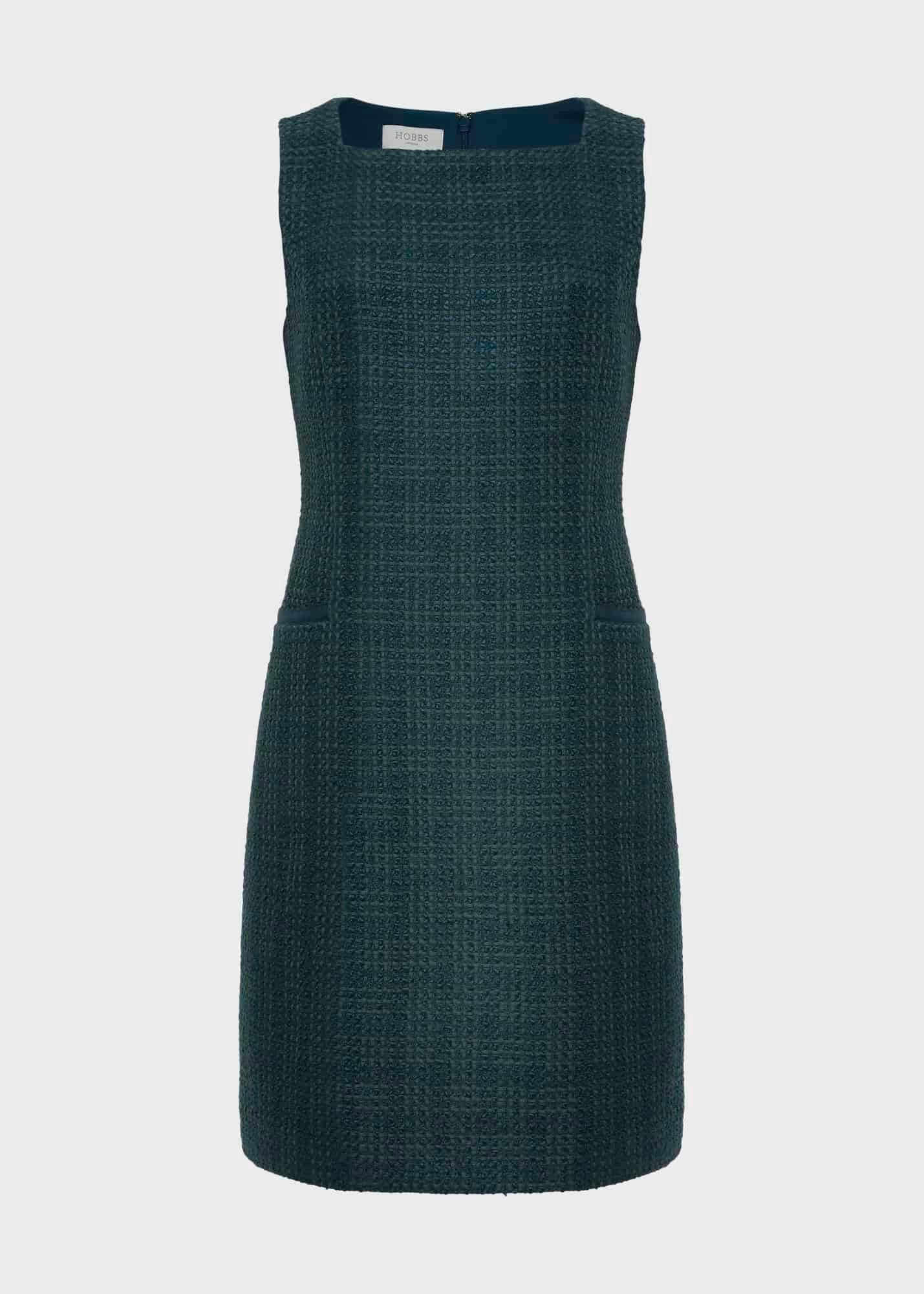 Estella Tweed Dress, Deep Pine Green, hi-res