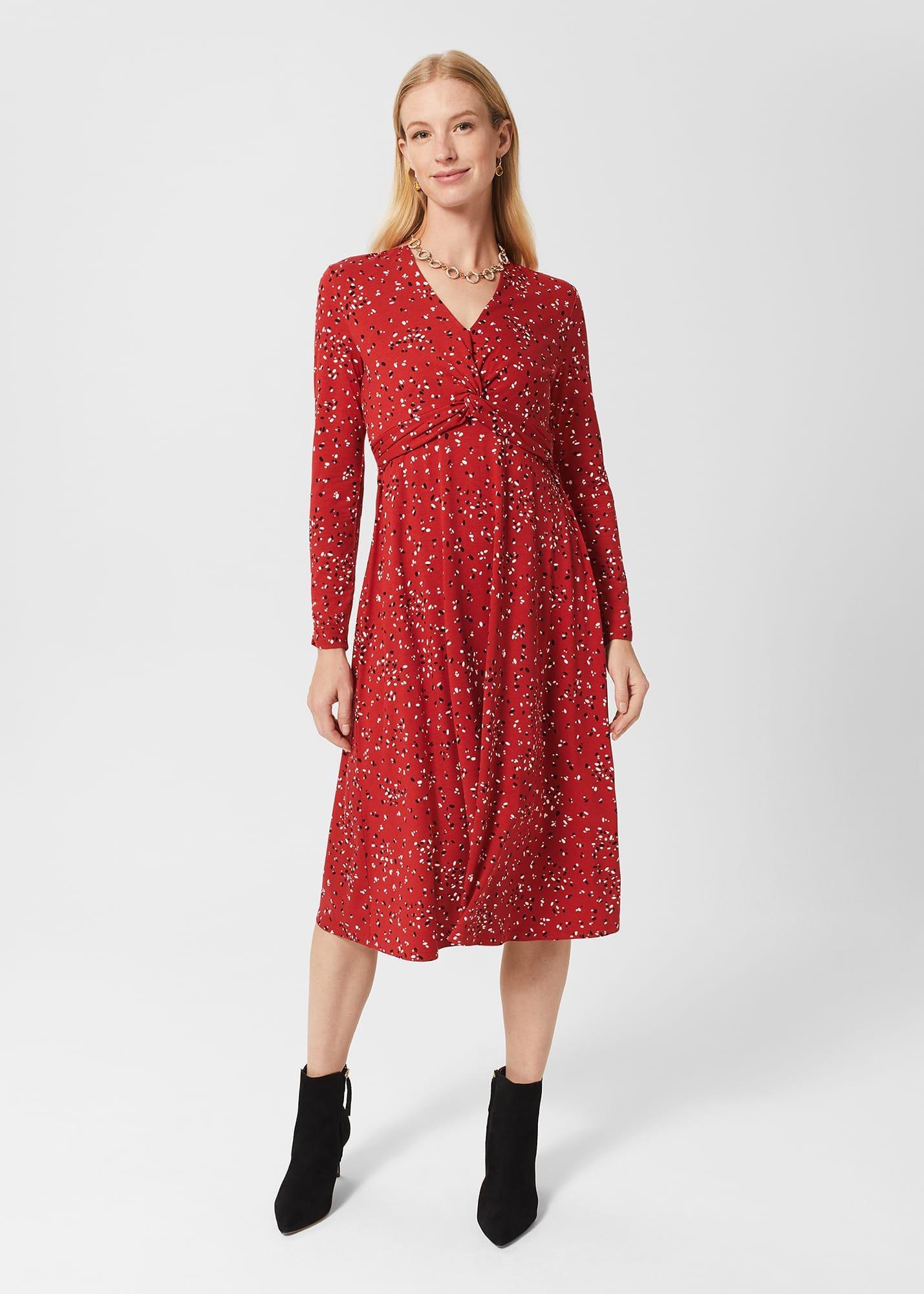 Anoushka Jersey Dress, Red Multi, hi-res