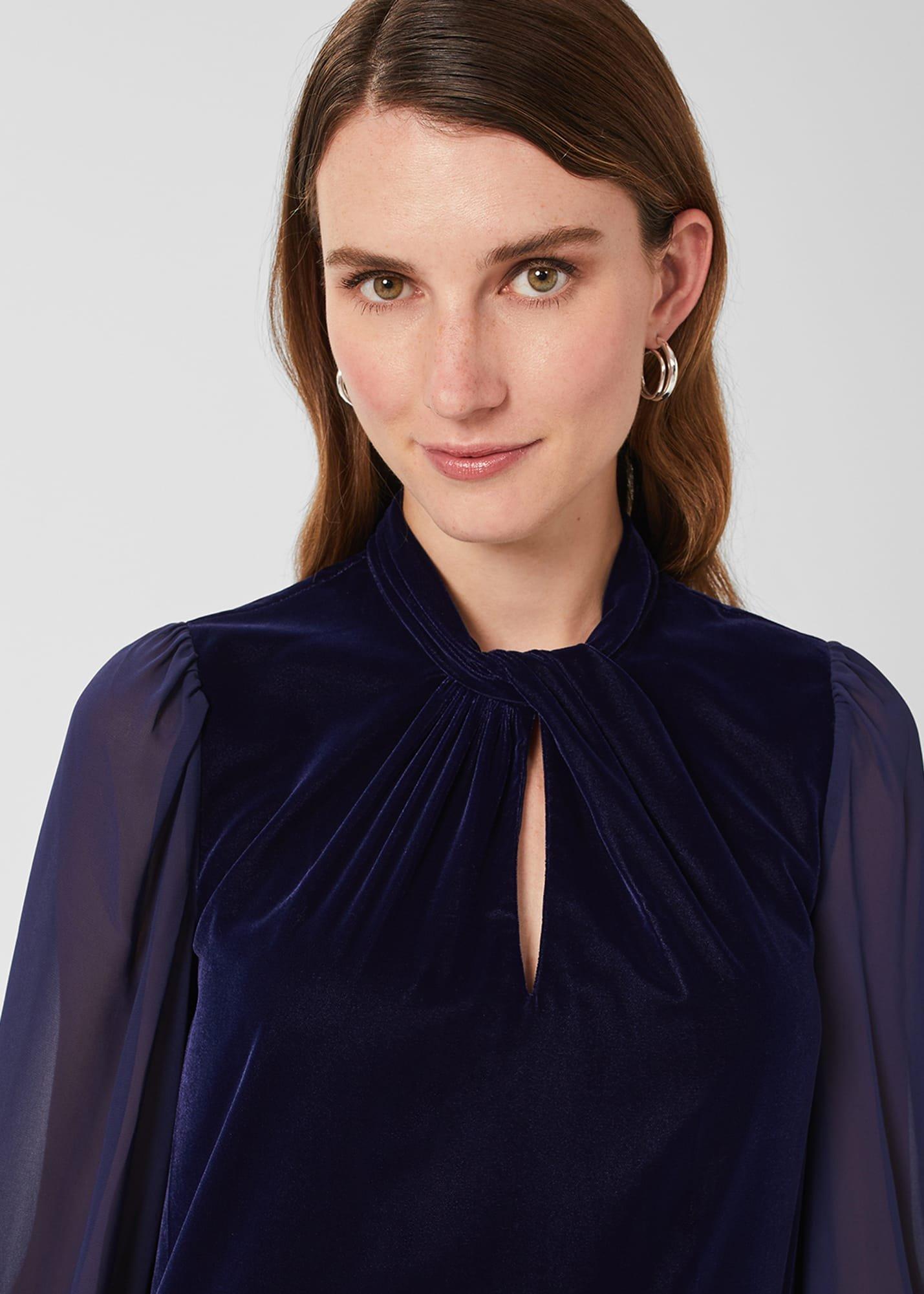 Faye Velvet A Line Dress, Midnight Navy, hi-res