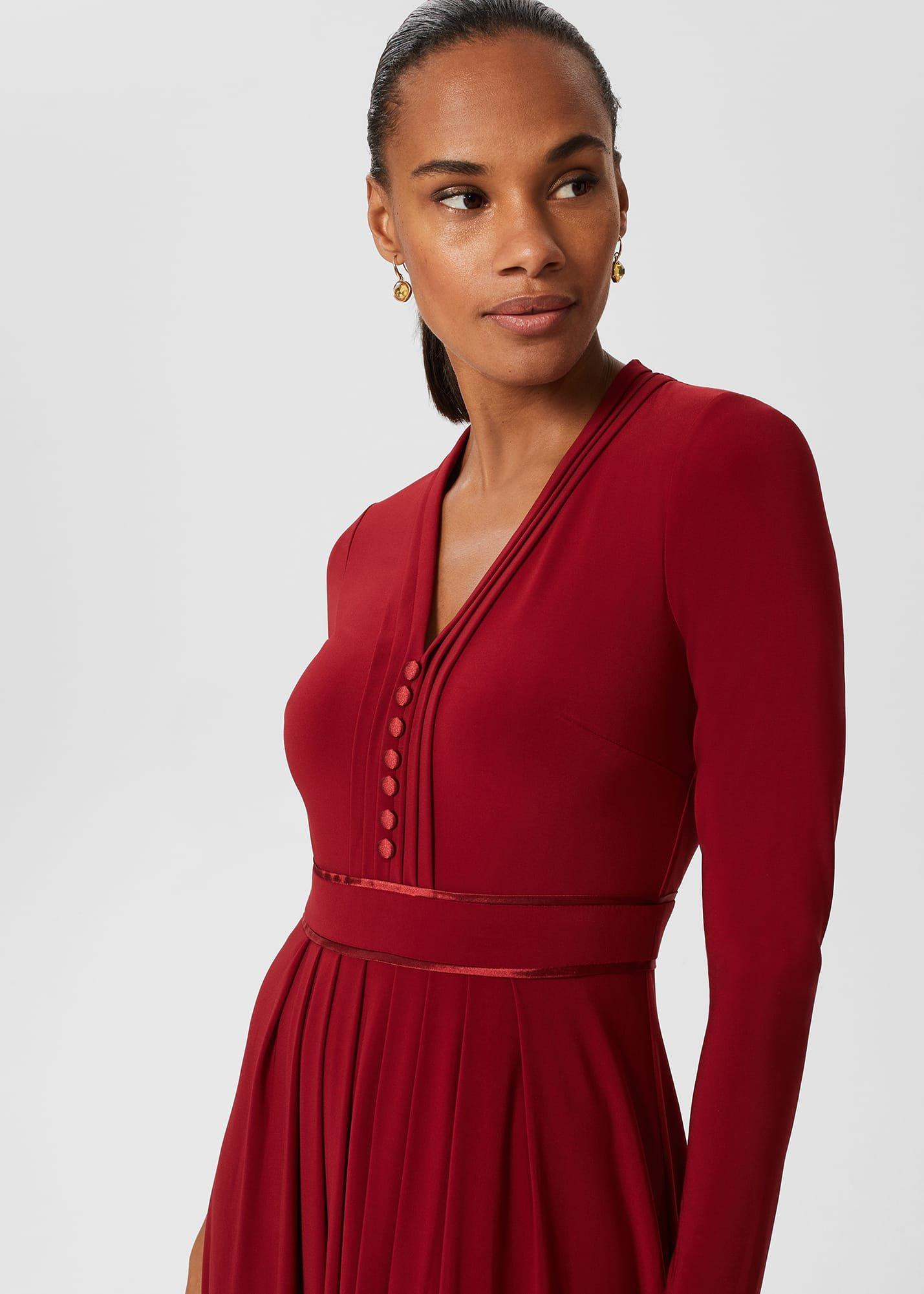 Leslie Fit And Flare Dress, Deep Red, hi-res