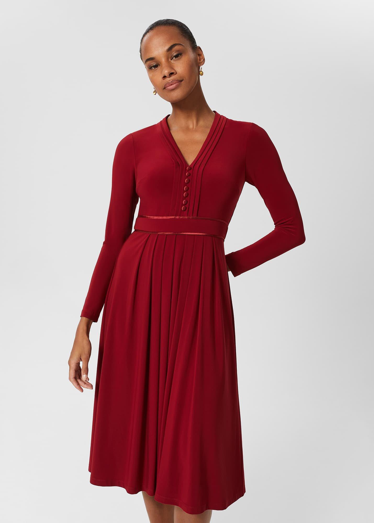 Leslie Fit And Flare Dress, Deep Red, hi-res