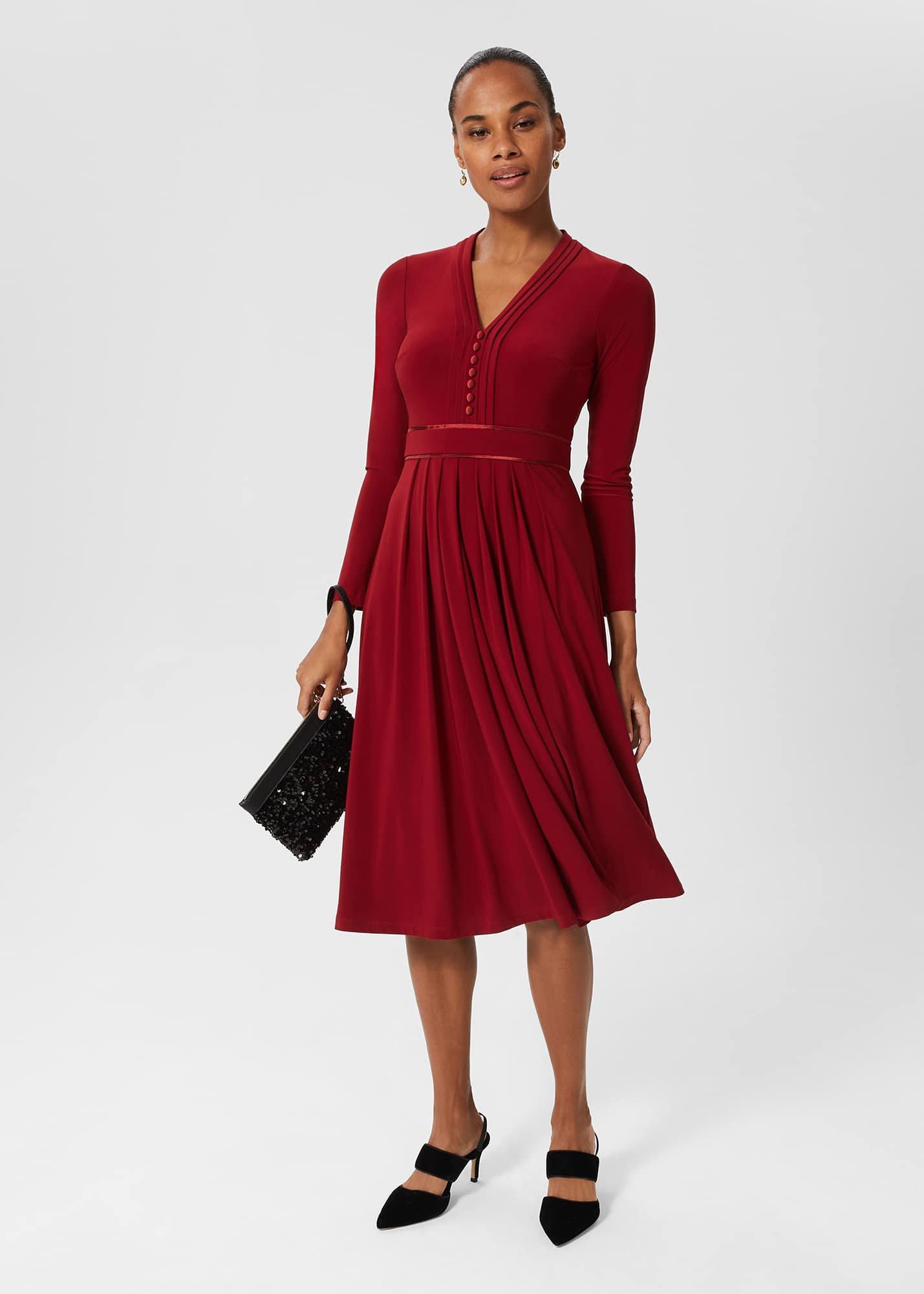 Leslie Fit And Flare Dress, Deep Red, hi-res