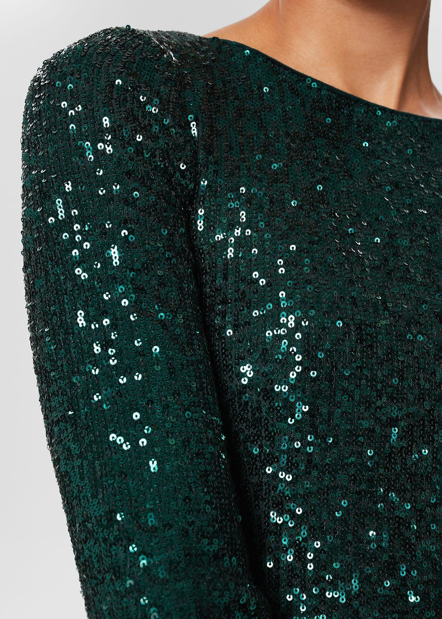 Sawyer Sequin Shift Dress , Evergreen, hi-res