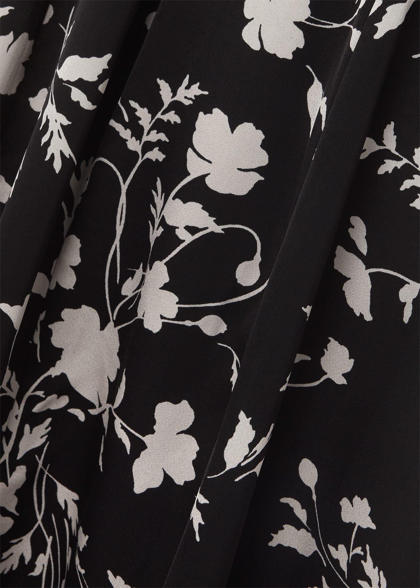 Indah Satin Floral Fit And Flare Dress, Black Cream, hi-res