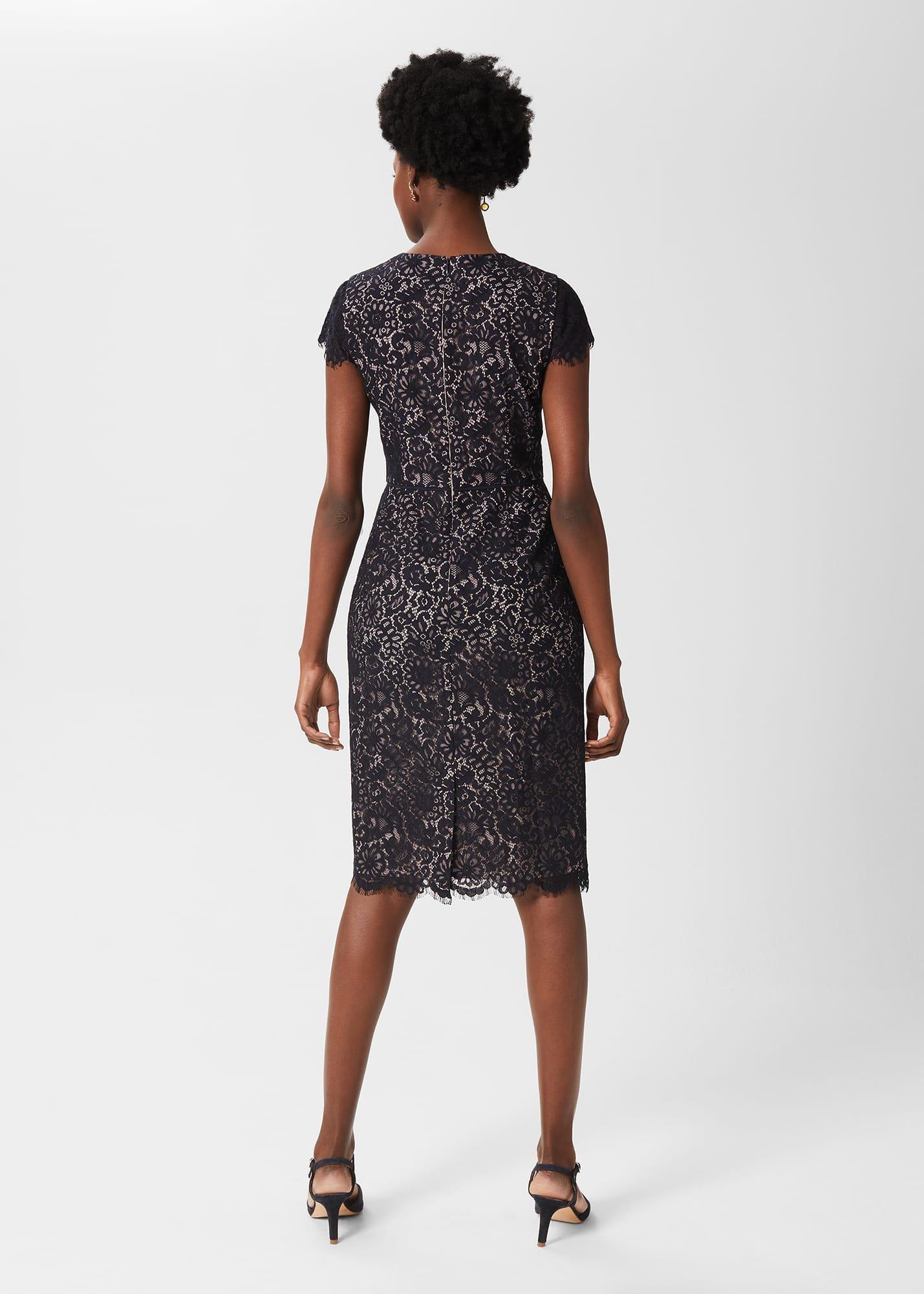 Anastasia Lace Shift Dress, Navy Oyster, hi-res